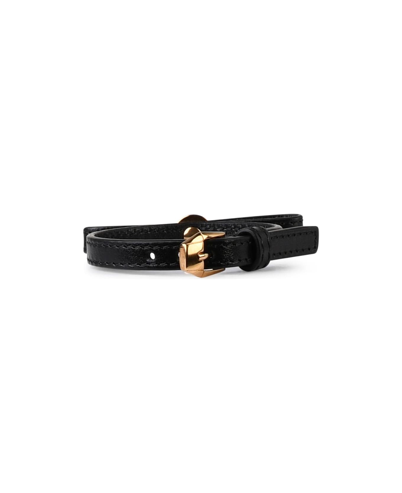 Versace 'medusa' Black Leather Bracelet - Black