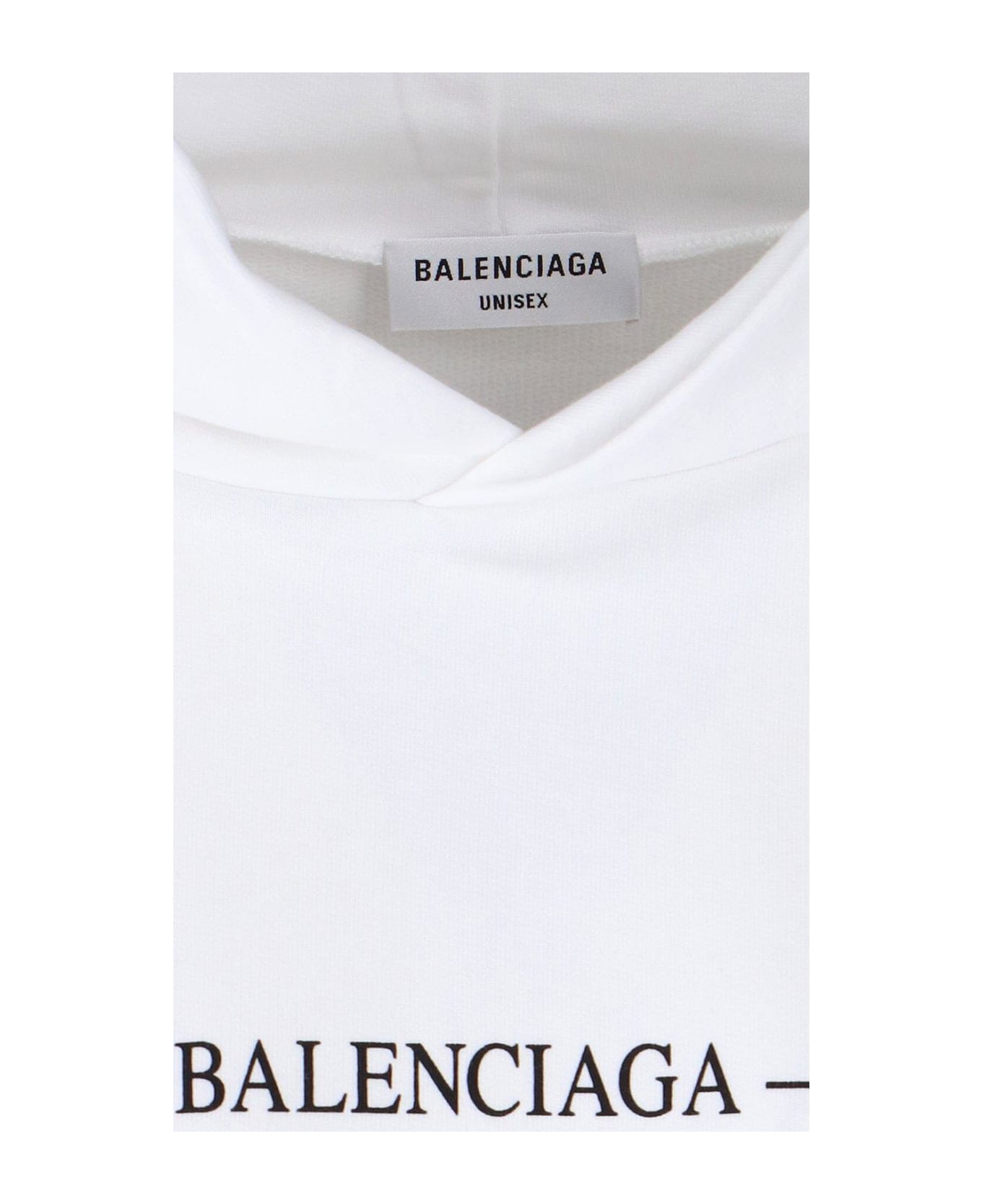 Balenciaga Logo Printed Hoodie - WHITE フリース