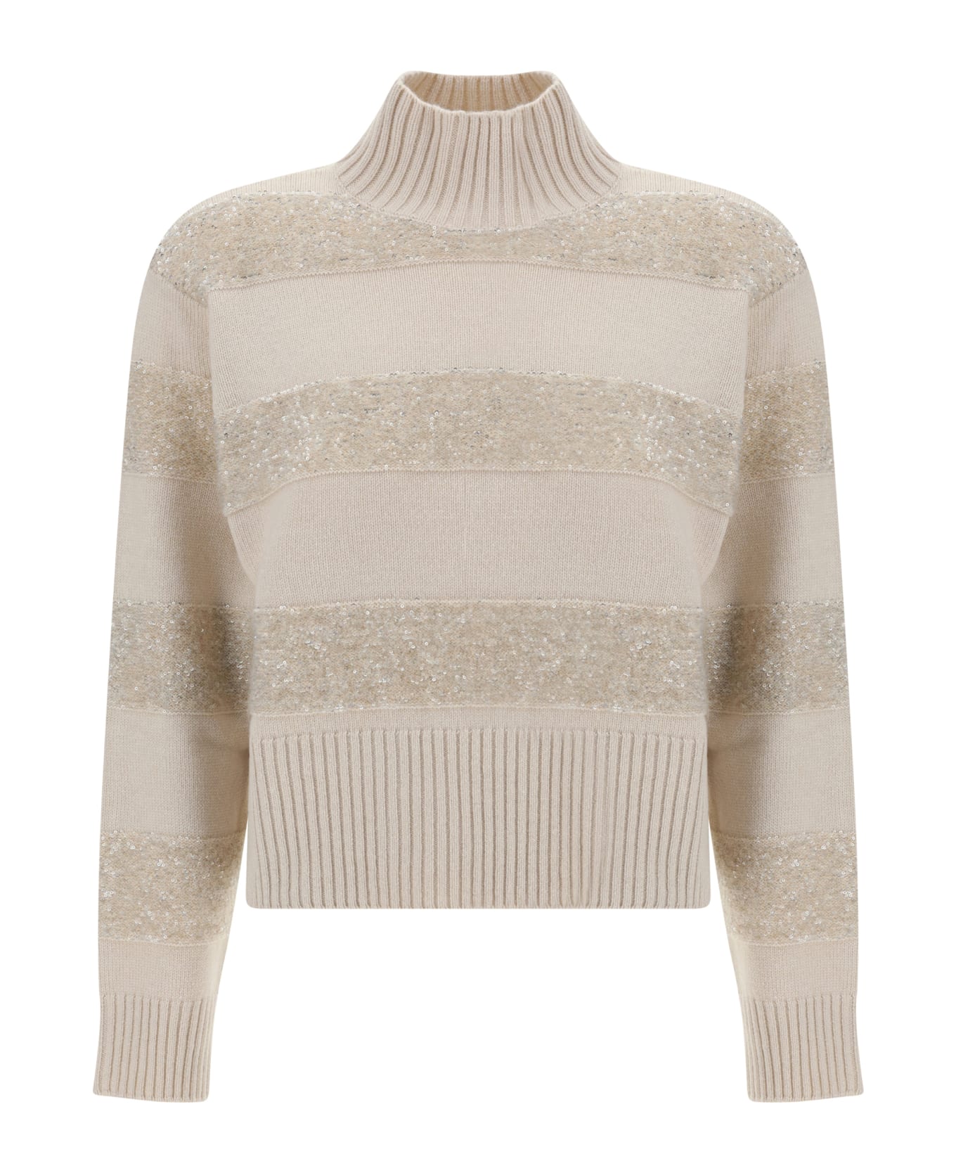 Brunello Cucinelli Wool And Silk Knit Sweater - Beige