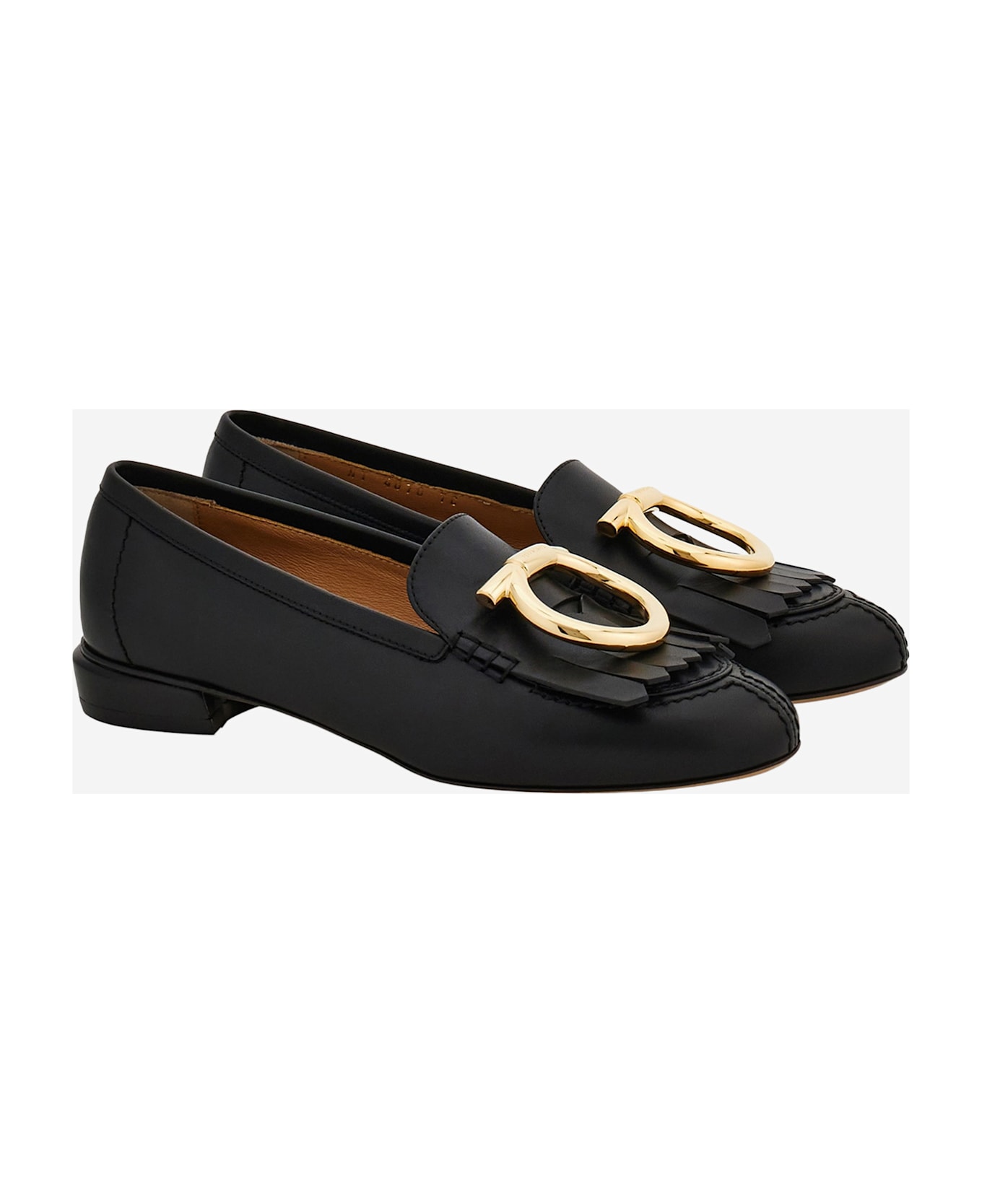 Ferragamo Silvy Loafers With Leather Fringe Detail - Black