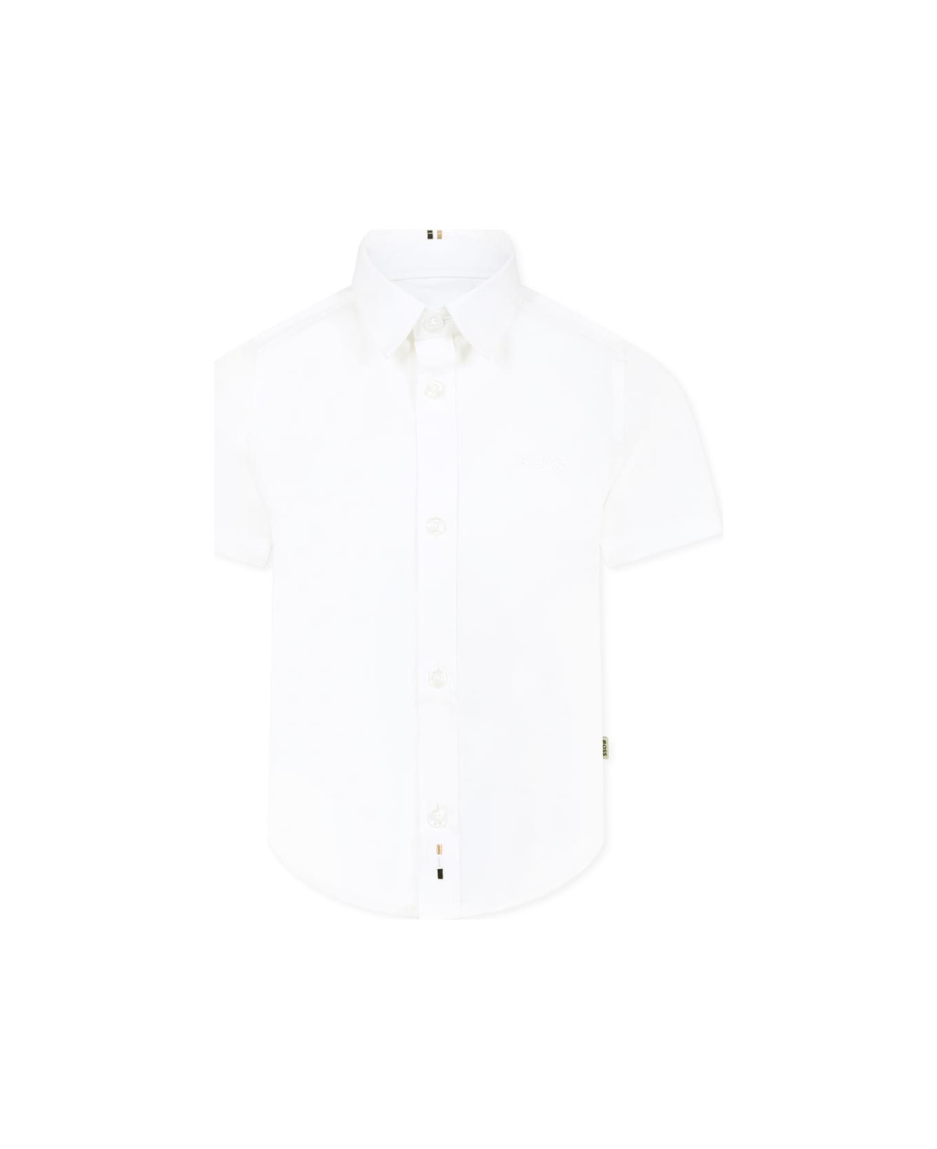 Hugo Boss White Shirt For Boy With Logo - White