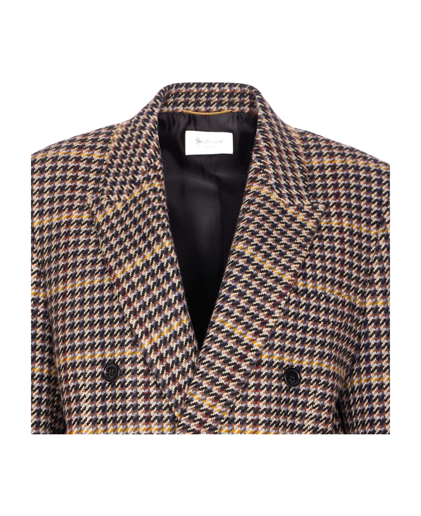 Saint Laurent Wool Check Jacket - Brown