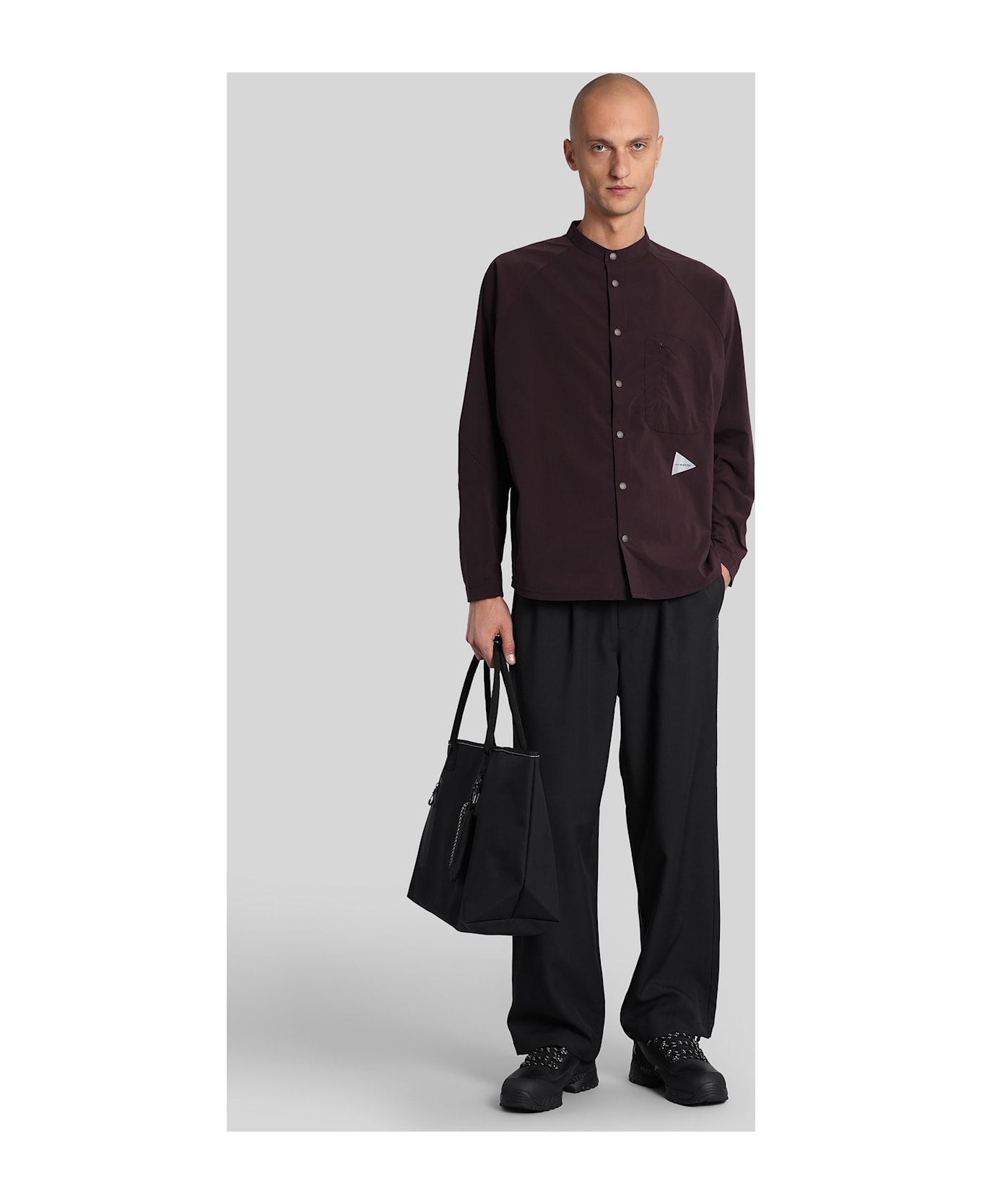 And Wander Shirt In Bordeaux Polyester - bordeaux
