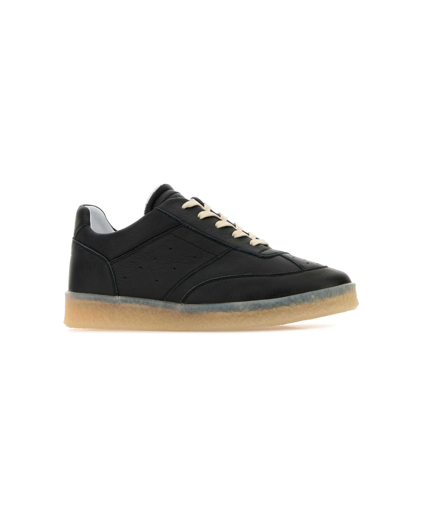 MM6 Maison Margiela Black Leather Sneakers - BLACK