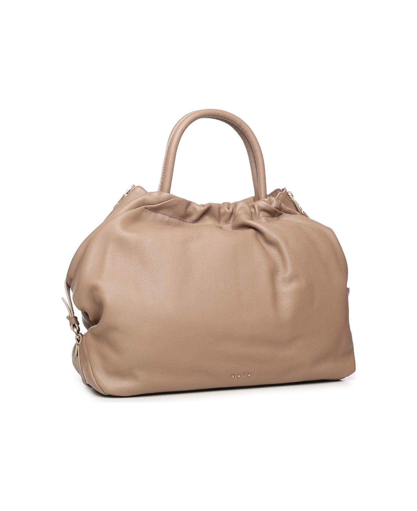 Biasia Leather Bag With Logo - Beige