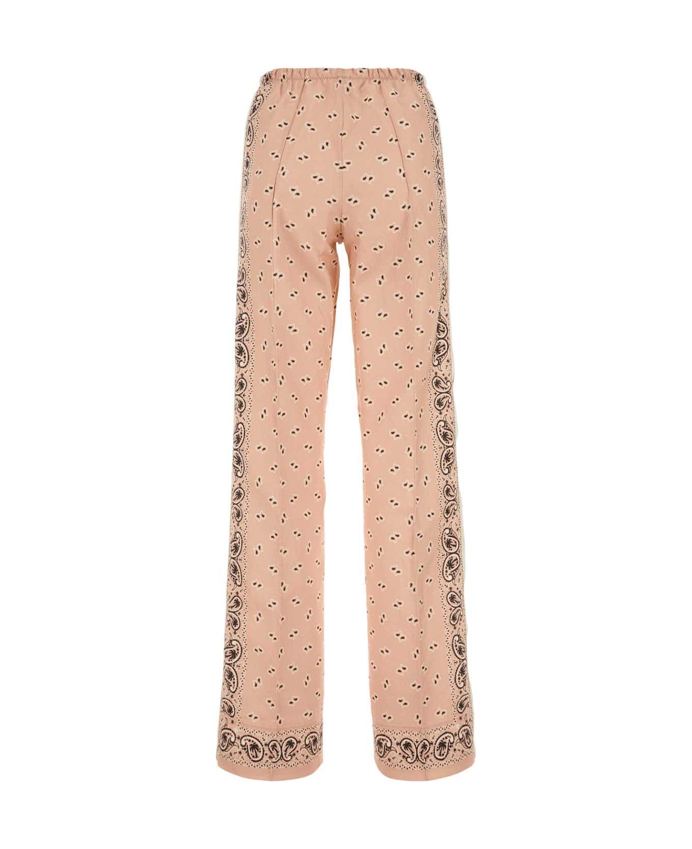 Palm Angels Printed Linen Blend Pant - PINKOFFWHITE