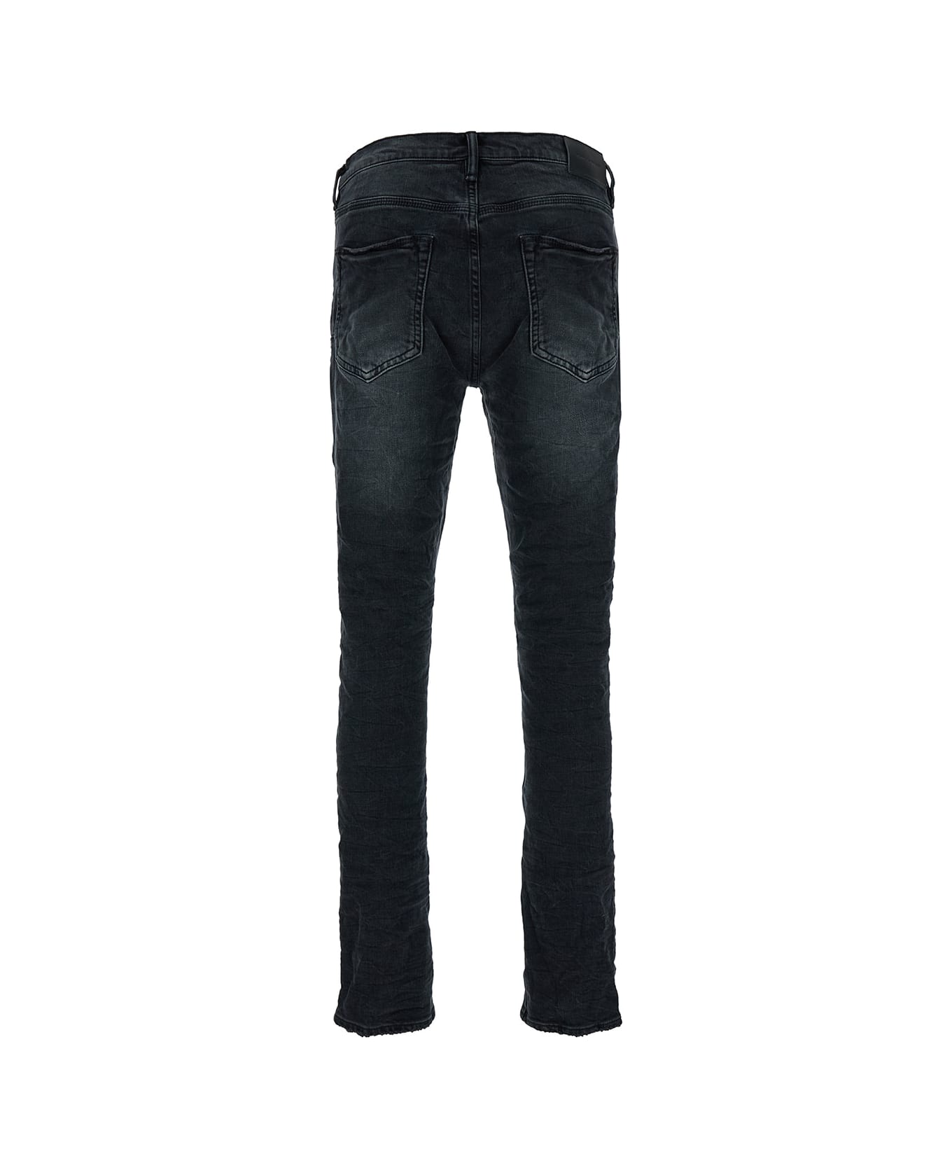 Purple Brand Black Skinny Jeans With Purple Print And Rips In Denim Man - Black デニム