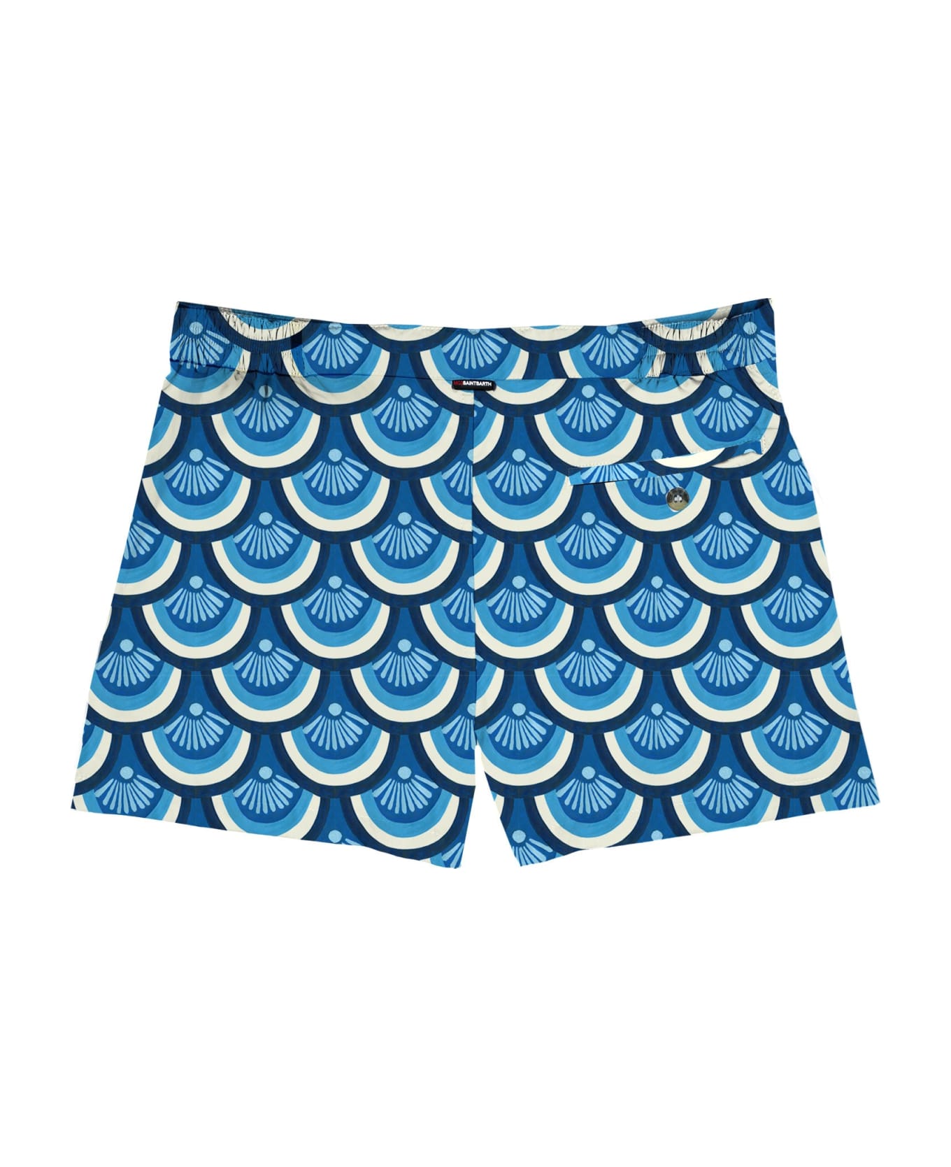 MC2 Saint Barth Shorter-lenght Swim Short Majolica Print - BLUE スイムトランクス