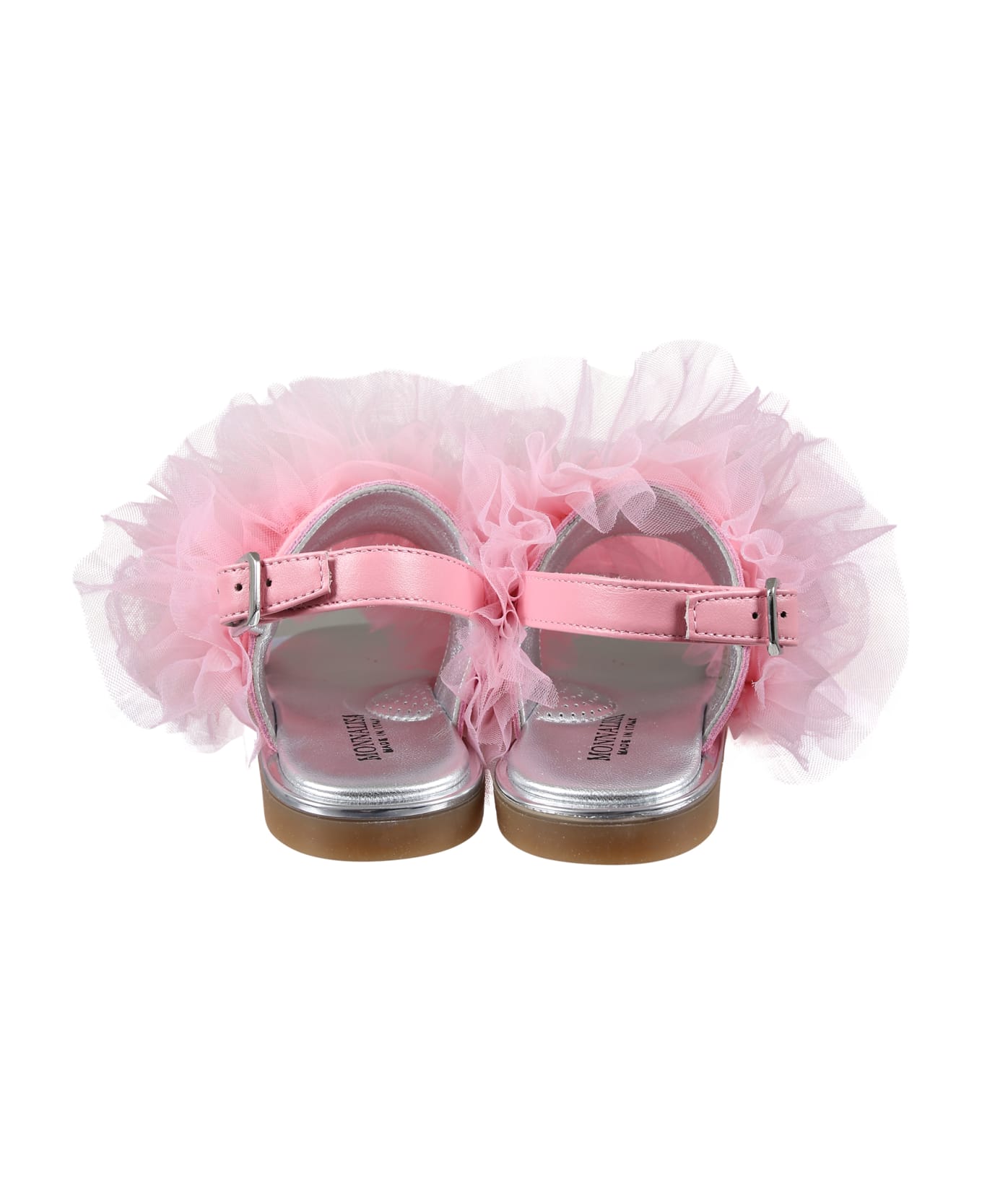 Monnalisa Pink Sandals For Girl With Tulle - Pink