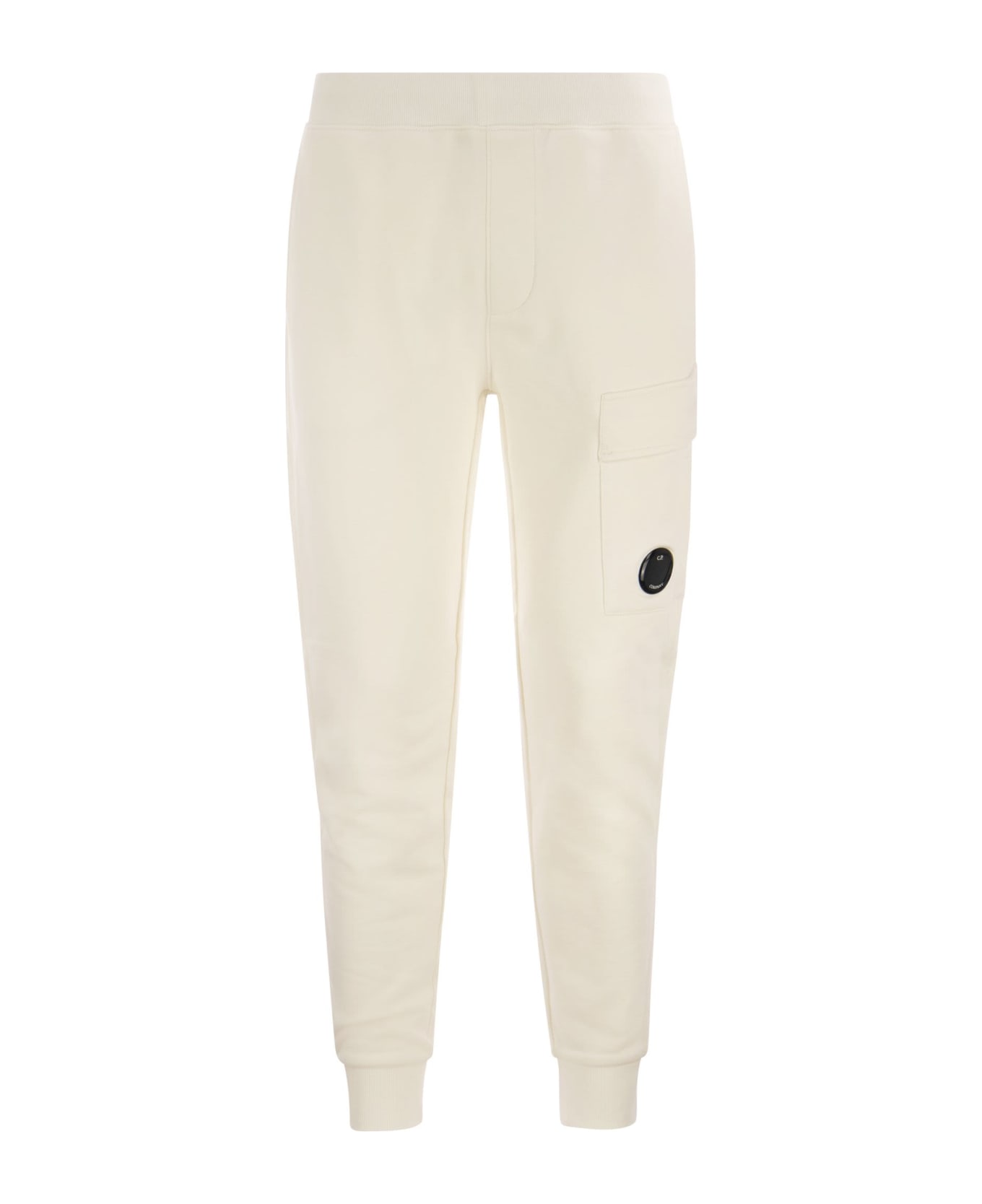 C.P. Company Diagonal Raised Fleece Sweatpants - Gauze White