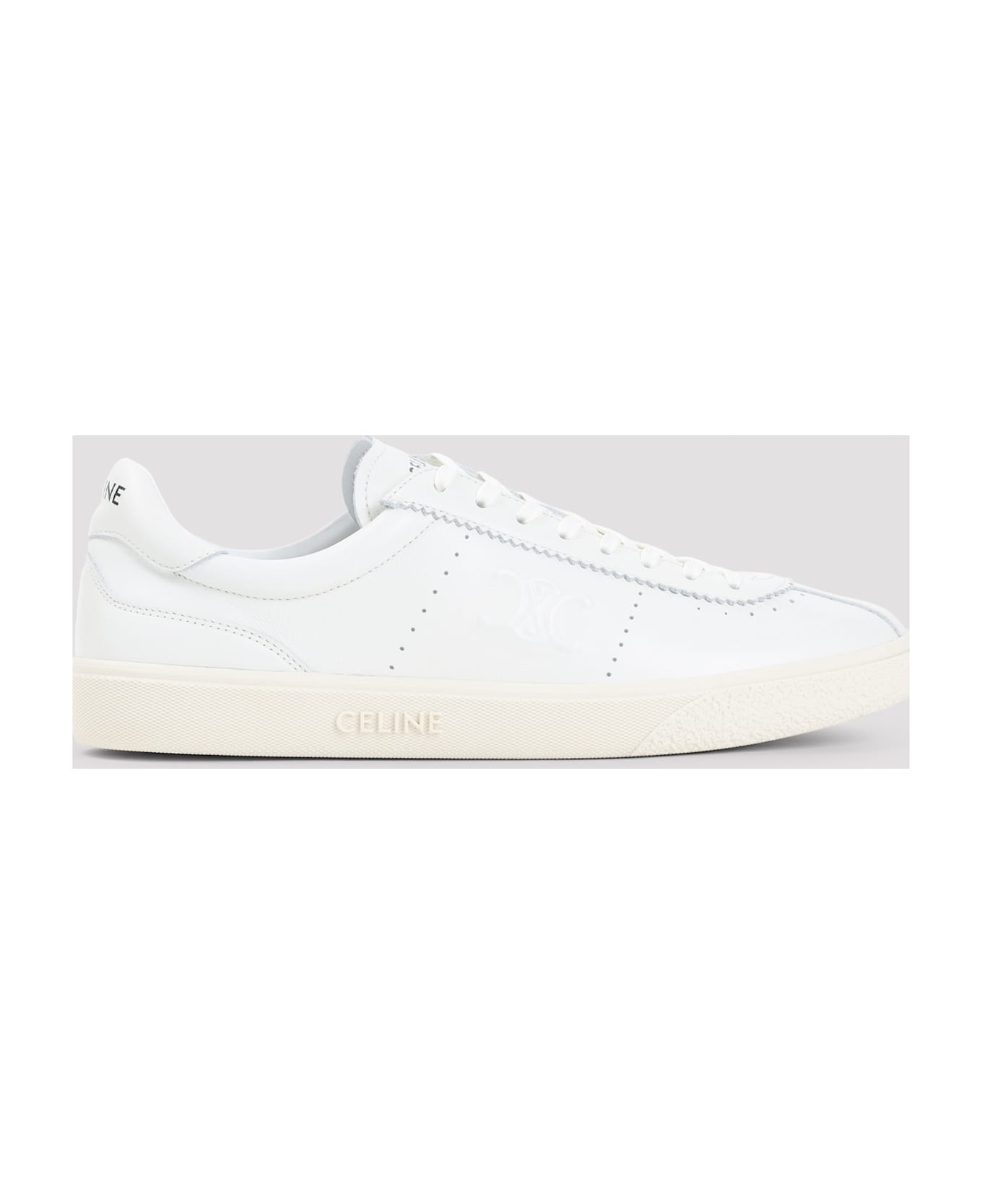 Celine Low Lace-up Sneakers With Triomphe - Fw Off White