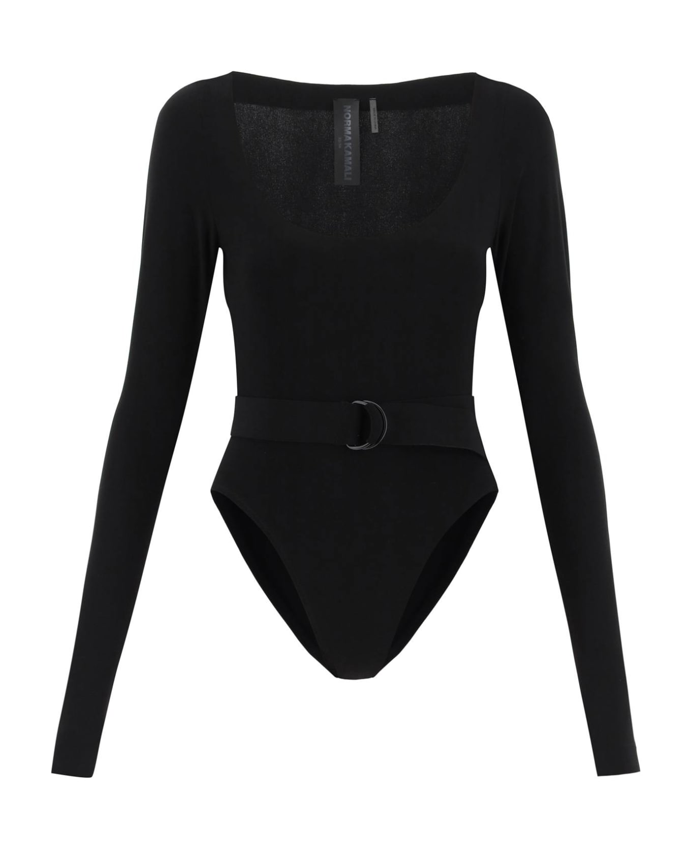 Norma Kamali Belted Long-sleeved Bodysuit - BLACK (Black)