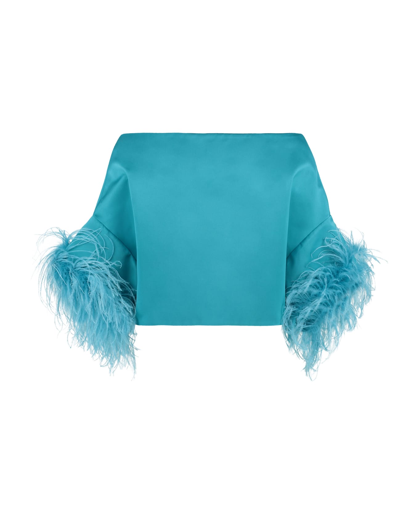 Parosh Off-shoulder Bolero Jacket - turquoise