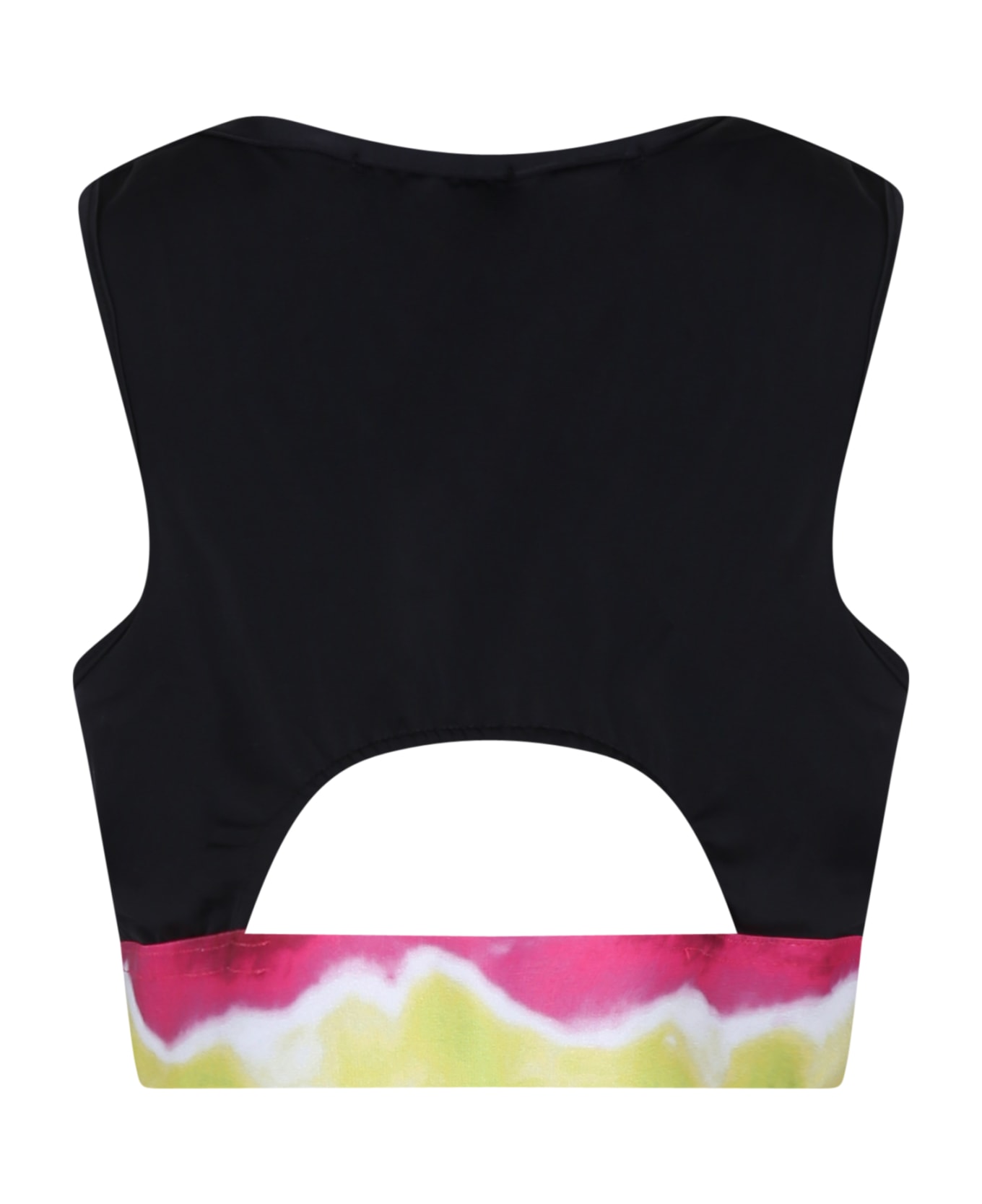 MSGM Black Crop Top For Girl With Logo - Black