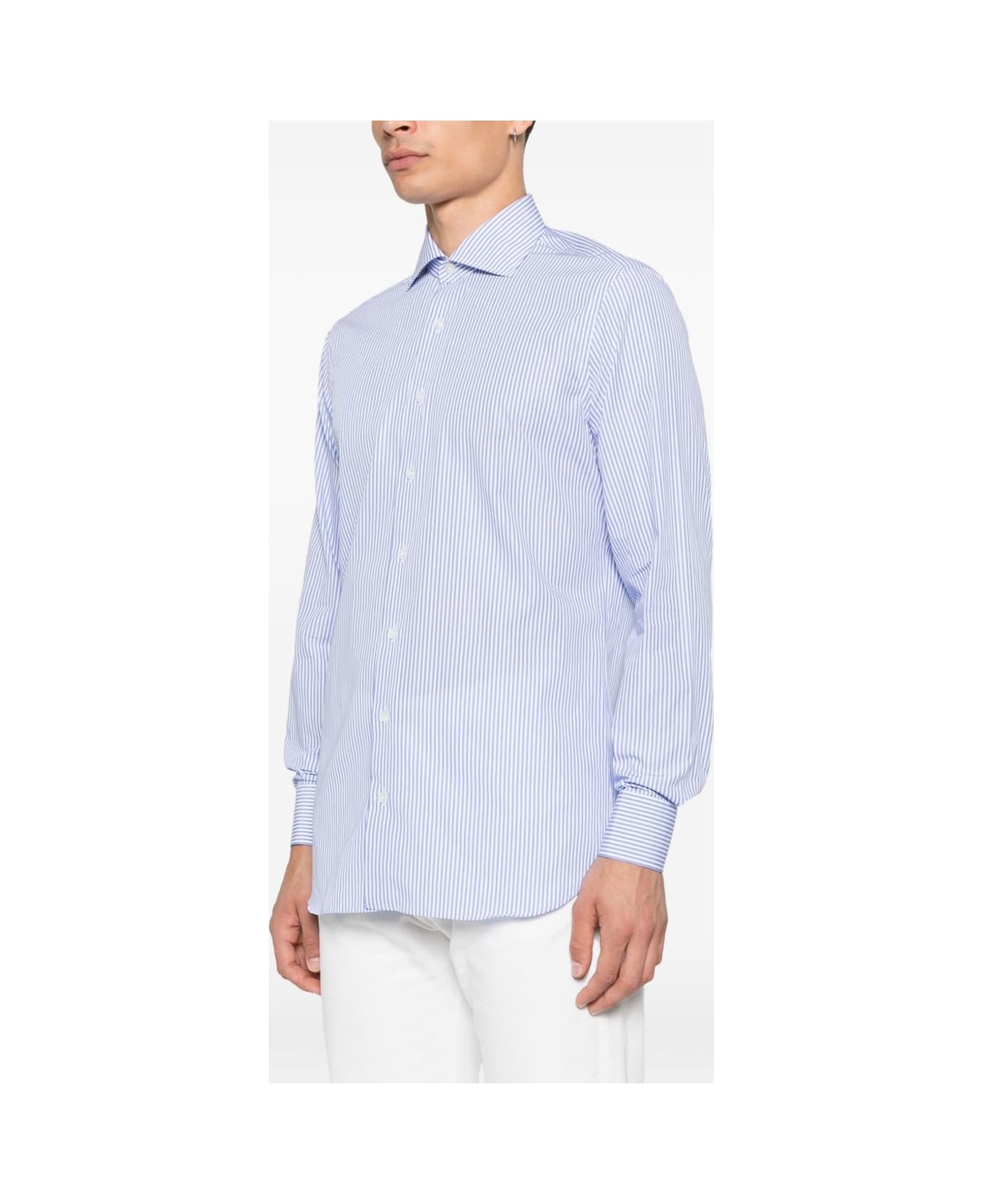 Lardini Light Blue Striped Pattern Shirt - Clear Blue