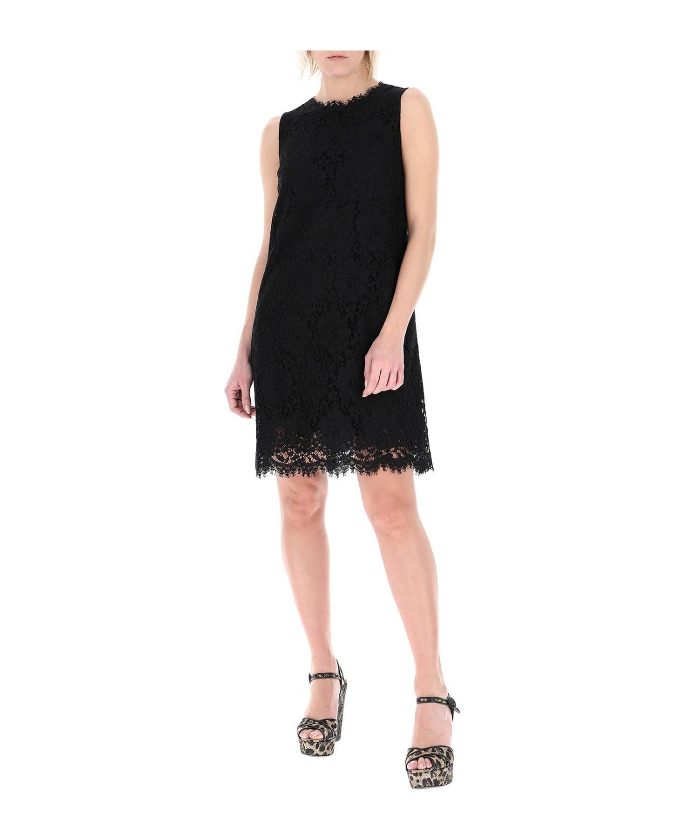 Dolce & Gabbana Lace Sleeveless Mini Dress - NERO