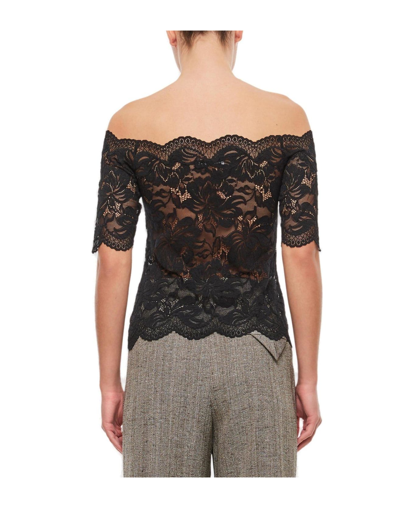 Paco Rabanne Slim Fit Lace Blouse - Black ブラウス