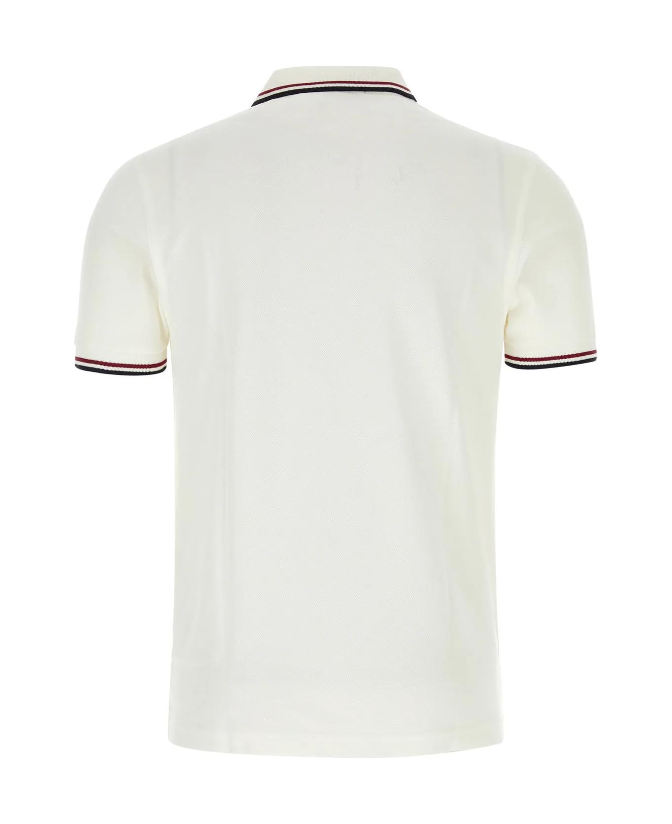 Fred Perry White Piquet Polo Shirt - Snwht/bred/nvy