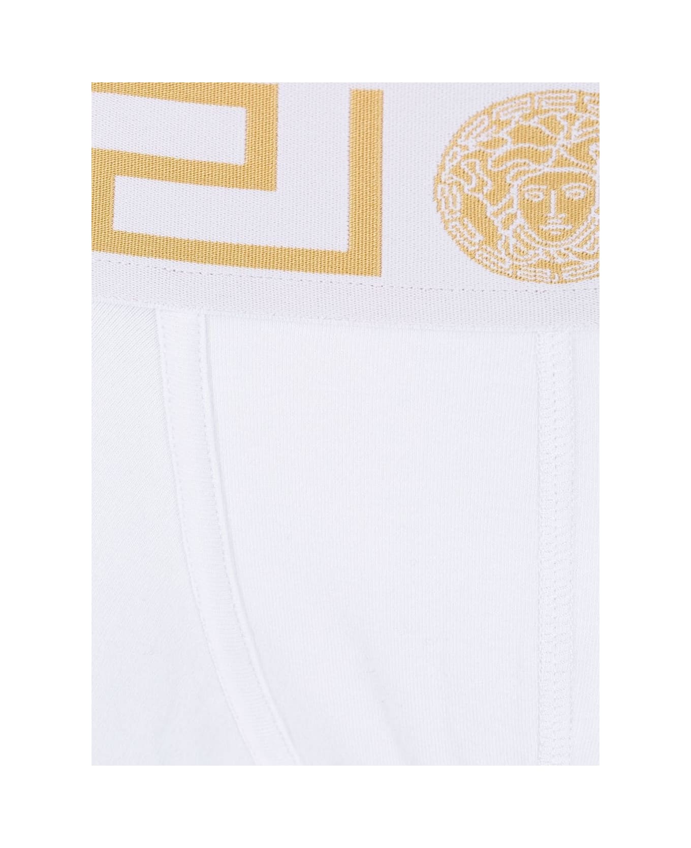 Versace White Stretch Cotton Boxer - H White Gold ショーツ