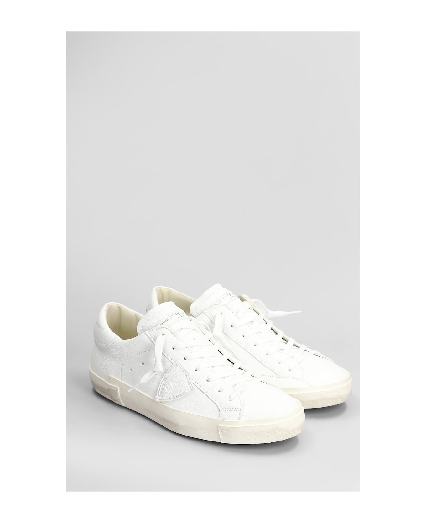 Philippe Model Prsx Low Sneakers In White Leather - white