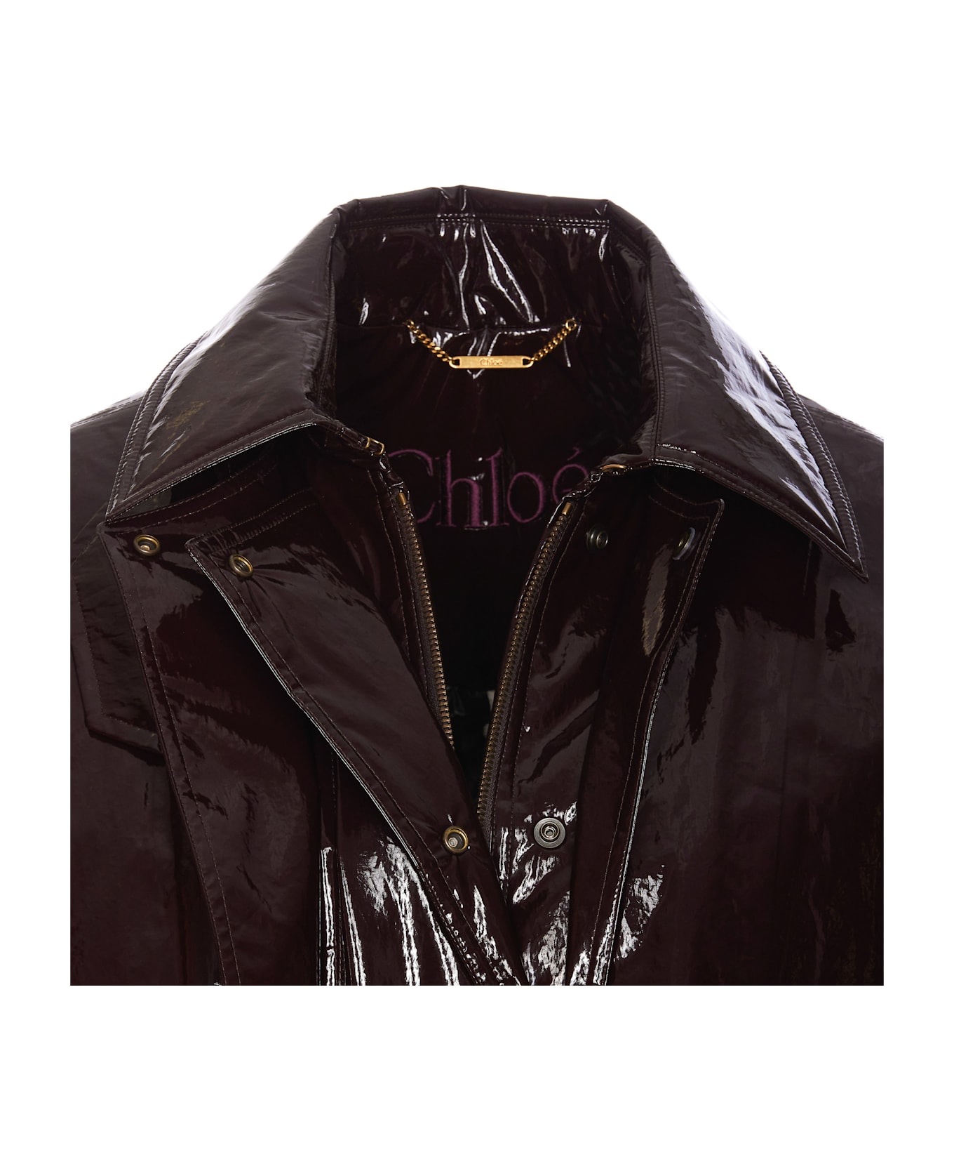 Chloé Vinyl Jacket - BROWN