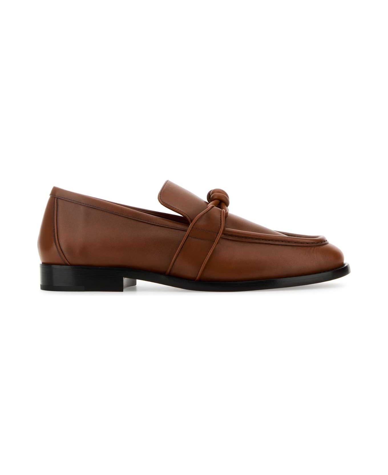 Bottega Veneta Caramel Leather Astaire Loafers - LIGHTWOOD