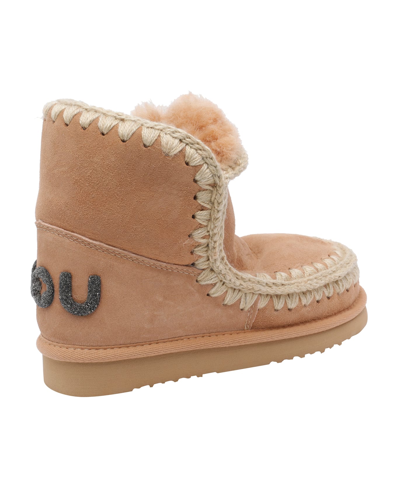 Mou Suede Eskimo Glitter Logo Booties - Brown