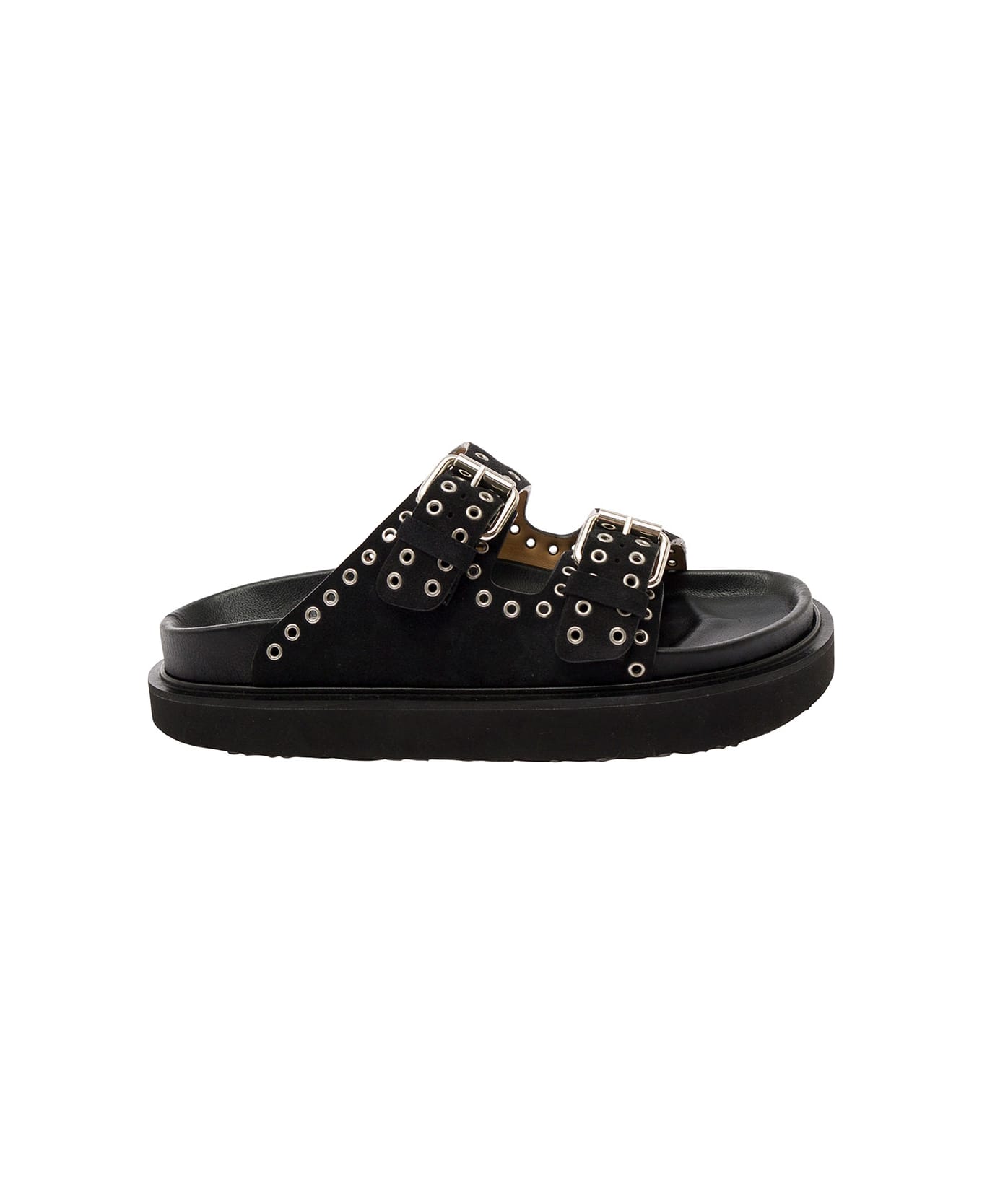 Isabel Marant Black Sandals With Studs And Double Buckle Strap In ...