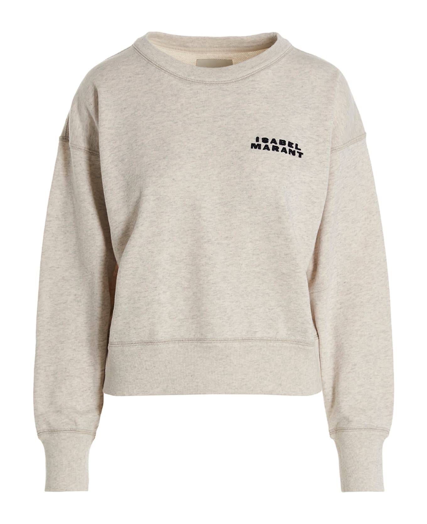 Isabel Marant Cropped Sweatshirt With Contrasting Logo Embroidery - Beige フリース