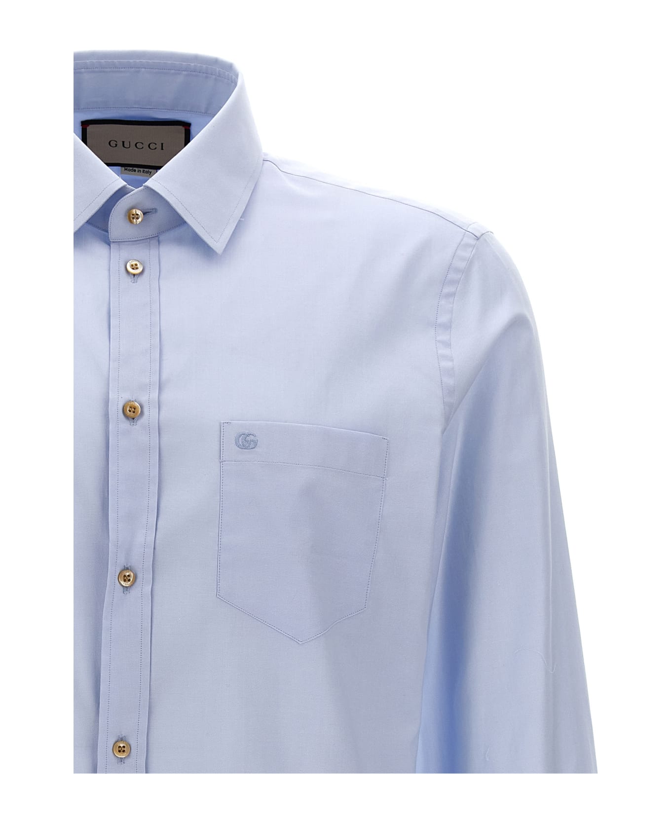 Gucci Double G Embroidery Shirt - Light Blue