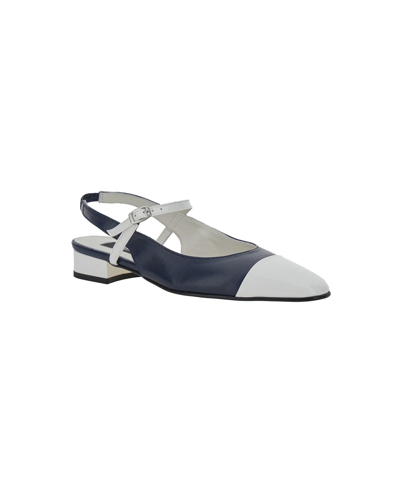 Carel 
oceano
 Blue Slingback Ballet Shoes With Contrasting Toe In Leather Woman - Blu