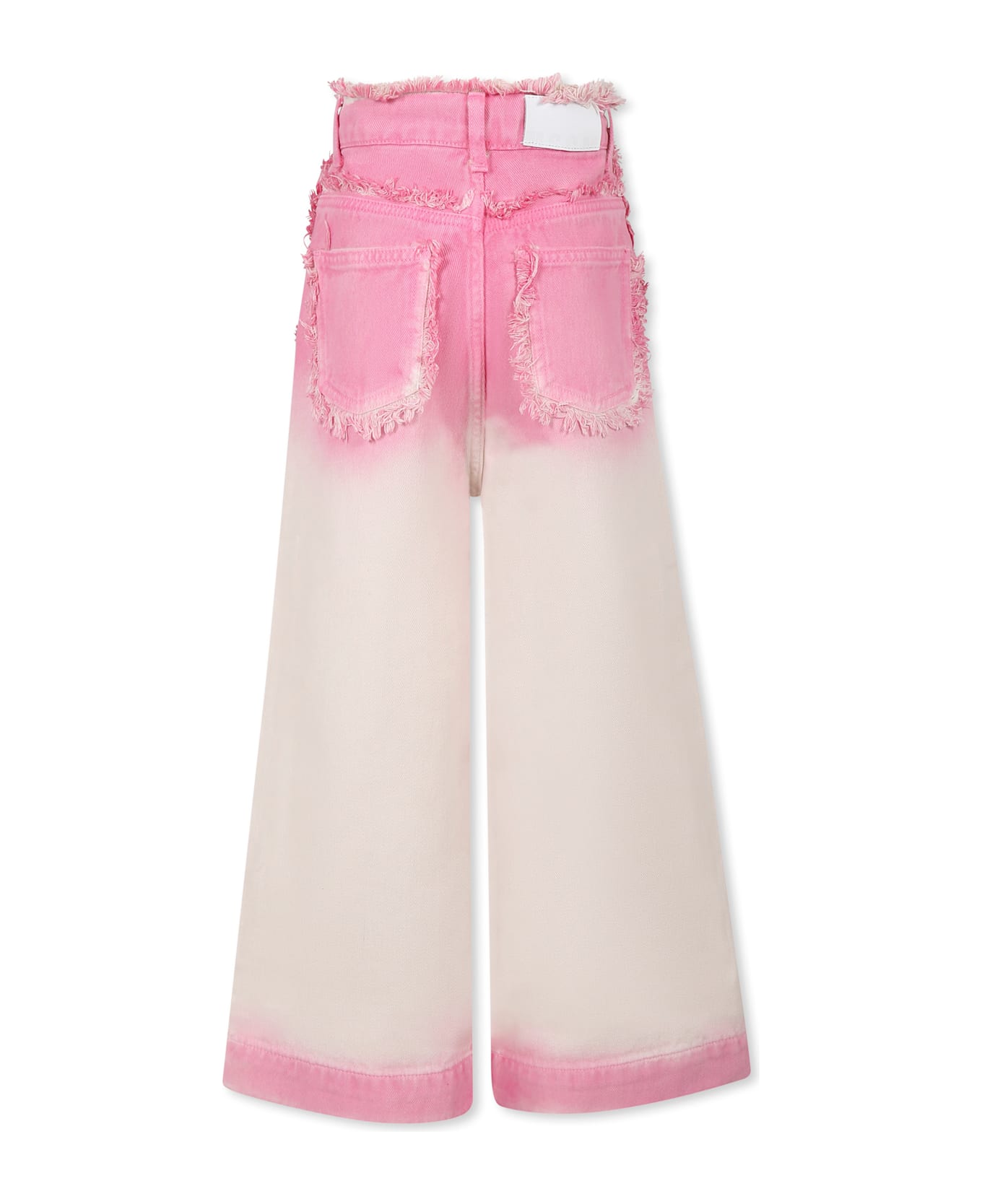 MSGM Pink Jeans For Girl With Logo - Ivory