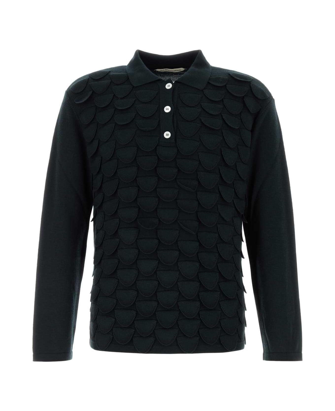 Namacheko Midnight Blue Wool Polo Shirt - NAVY