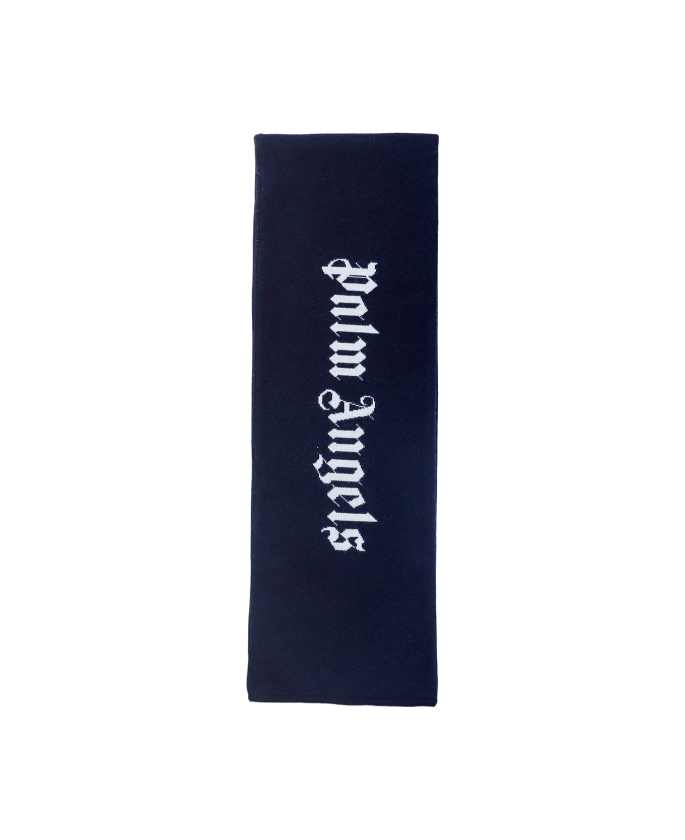 Palm Angels Scarf With Logo Embroidery - Blue