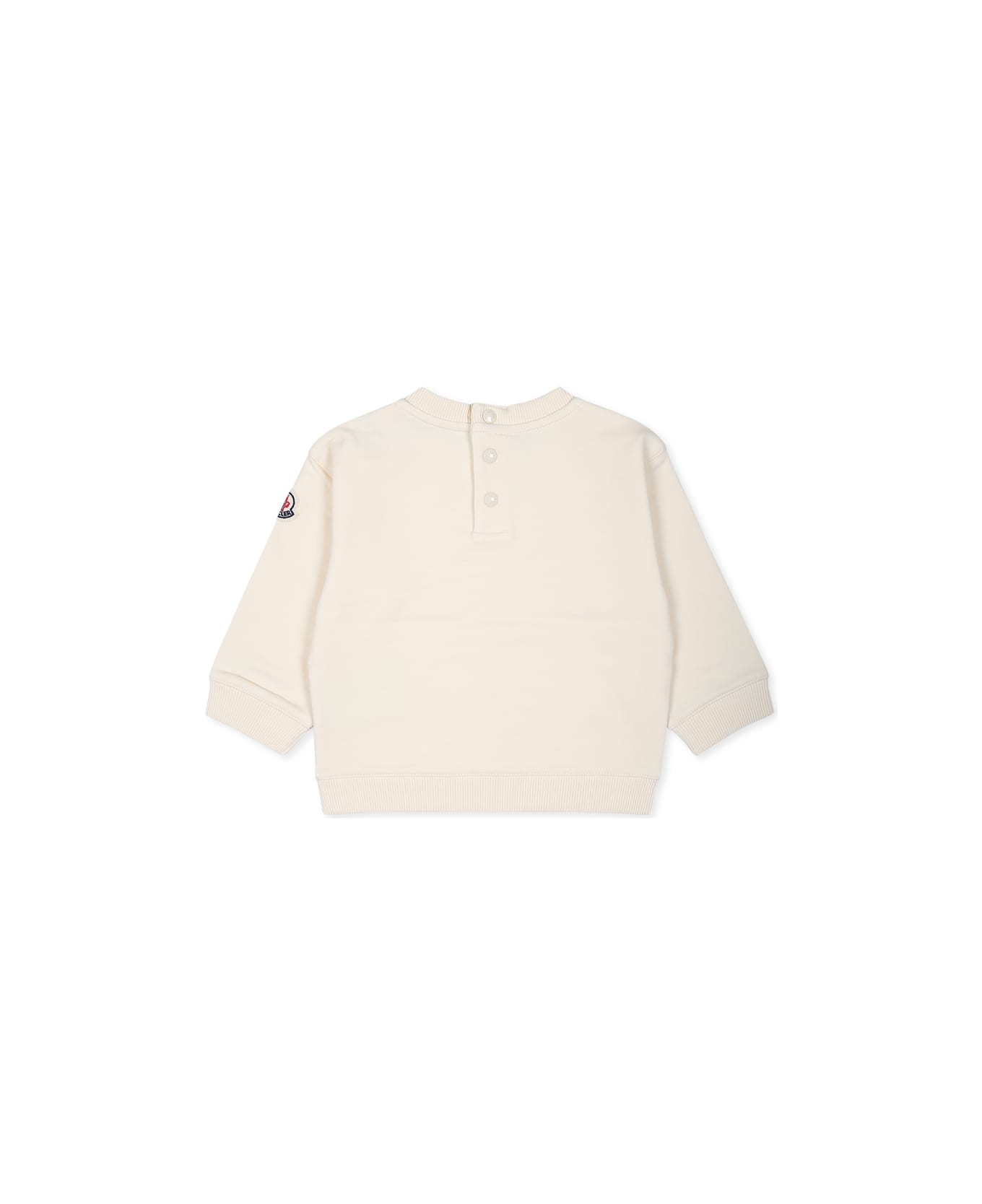 Moncler Ivory Sweatshirt For Baby Girl With Bear And Logo - Ivory