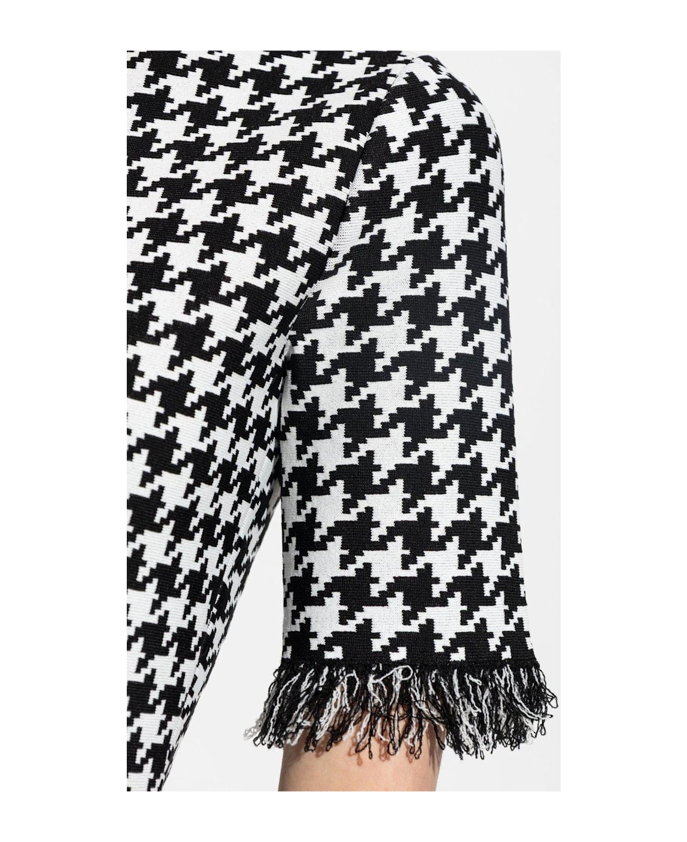 Houndstooth Frayed-edge Mini Dress