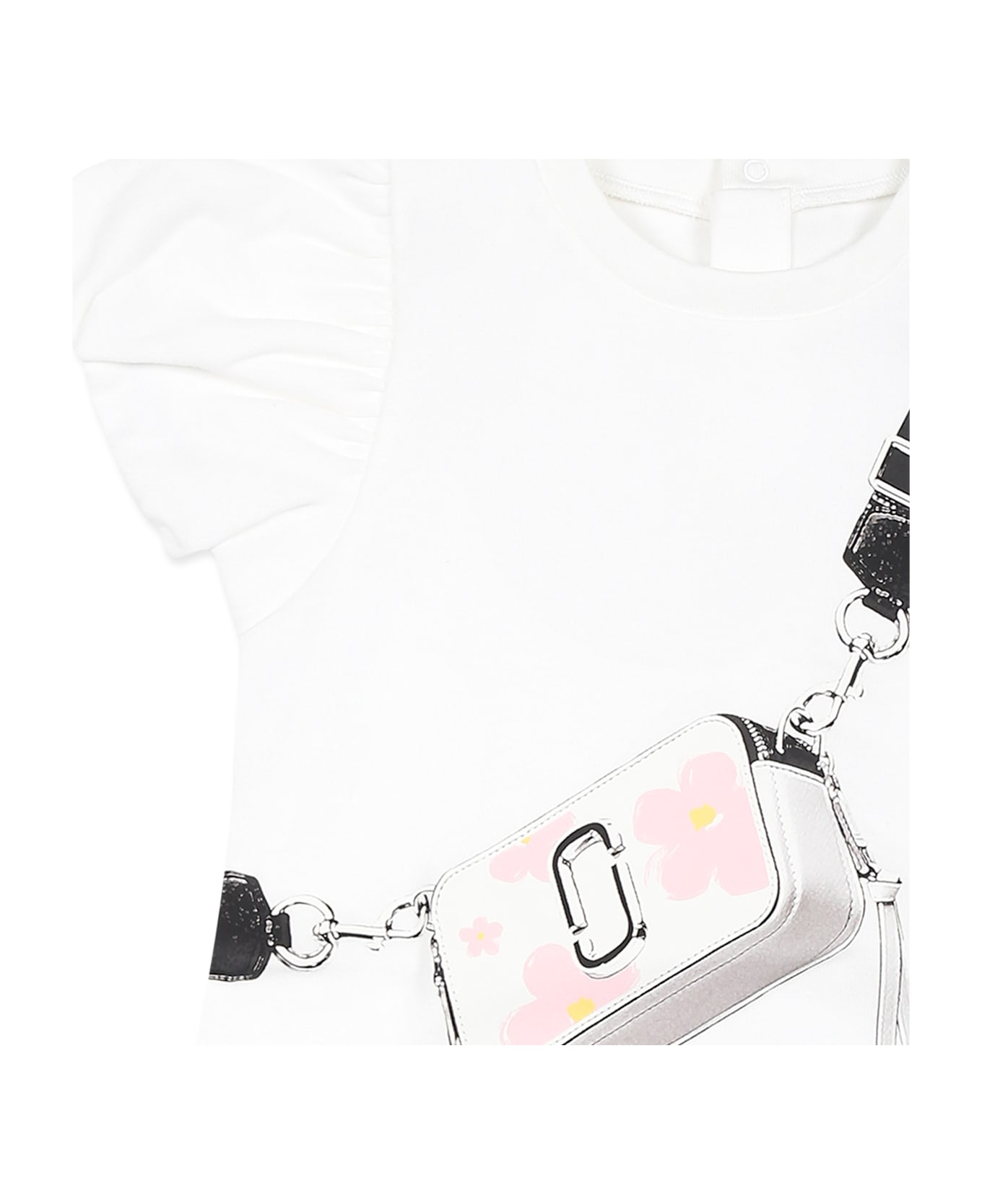 Marc Jacobs White Dress For Baby Girl With Bag Print - White