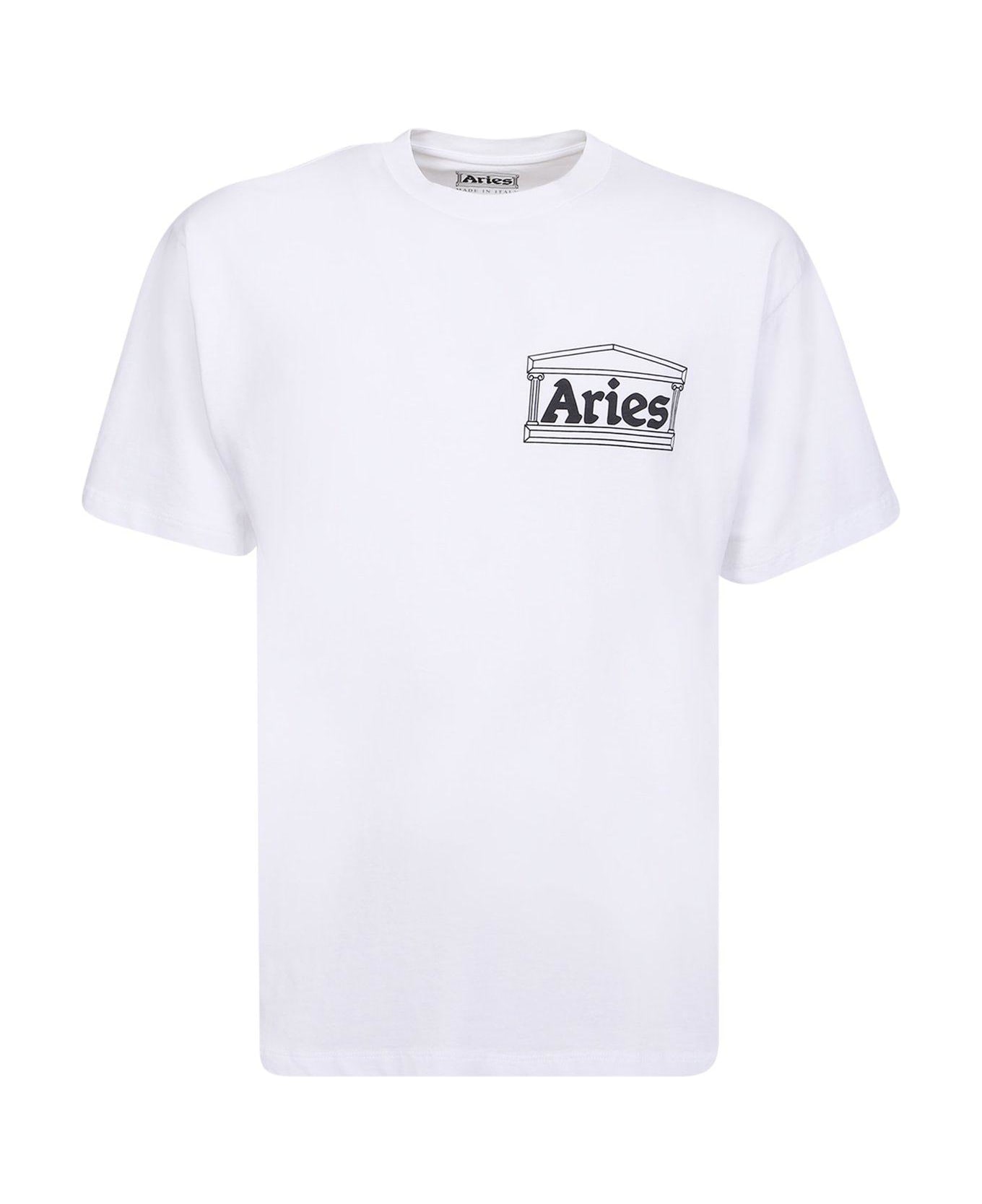 Aries Art Trip Logo Printed Crewneck T-shirt - Bianco