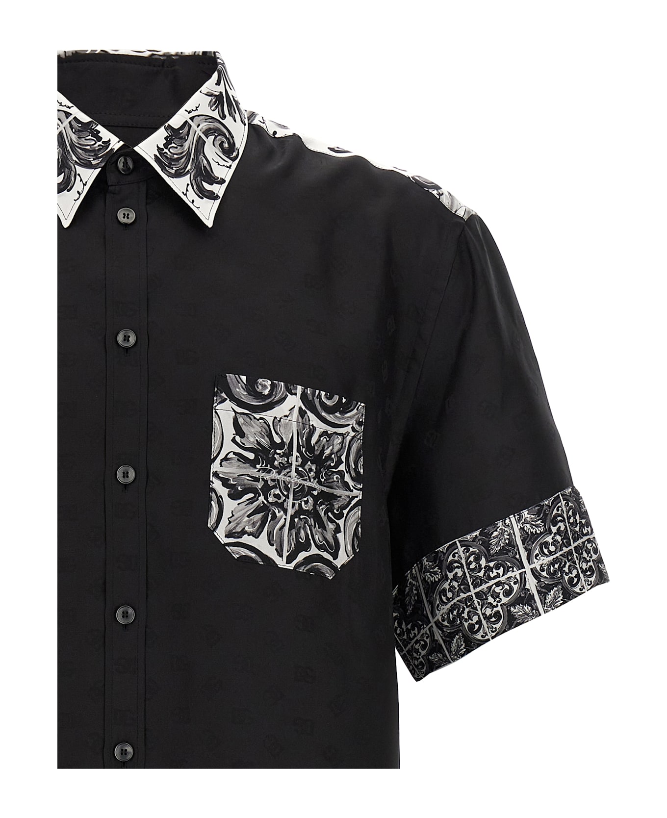 Dolce 
Gabbana 
hawaii
 Silk Shirt - White/Black