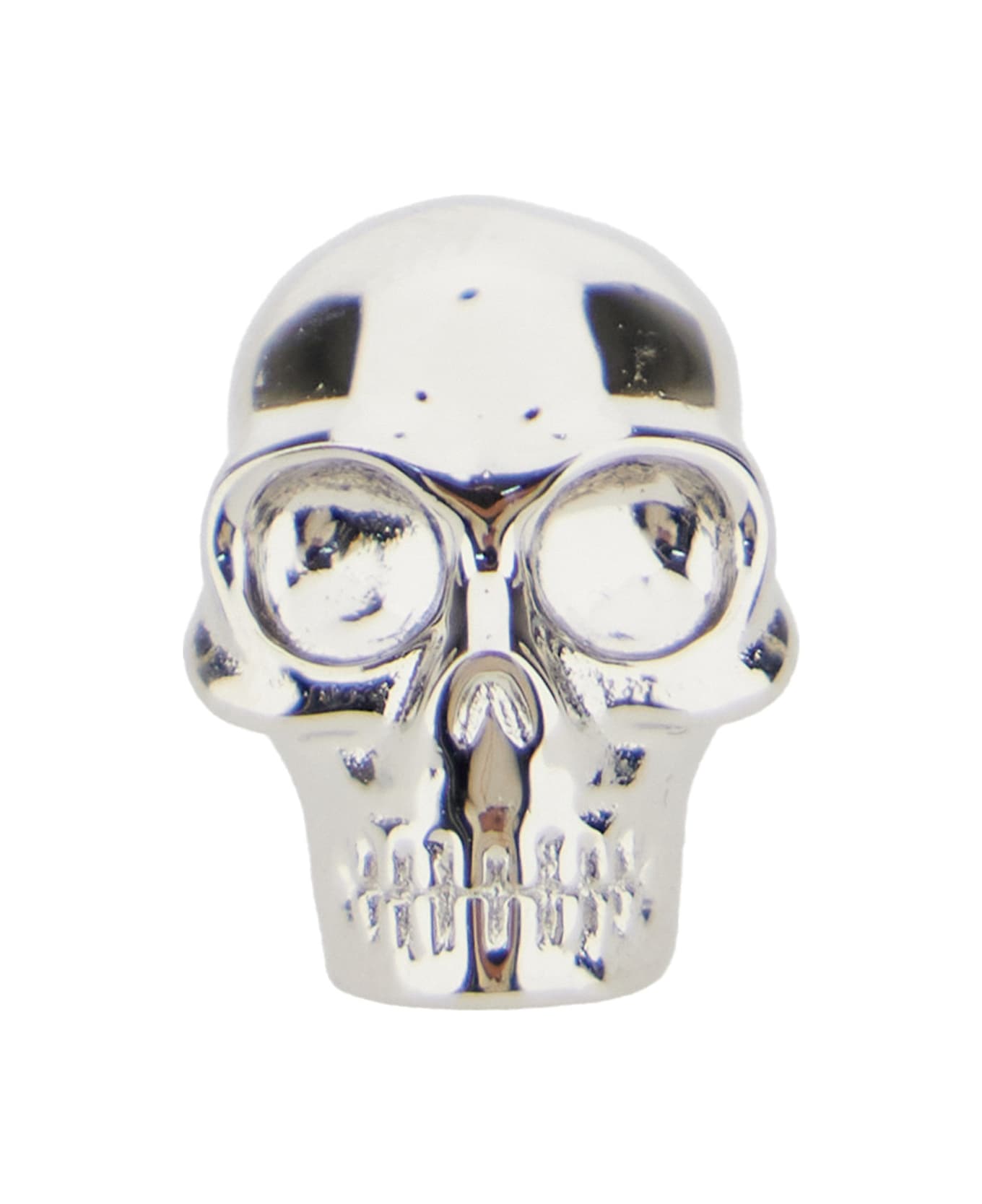 Alexander McQueen Silver Colored Earring With Skull In Polished Brass Man - Metallic