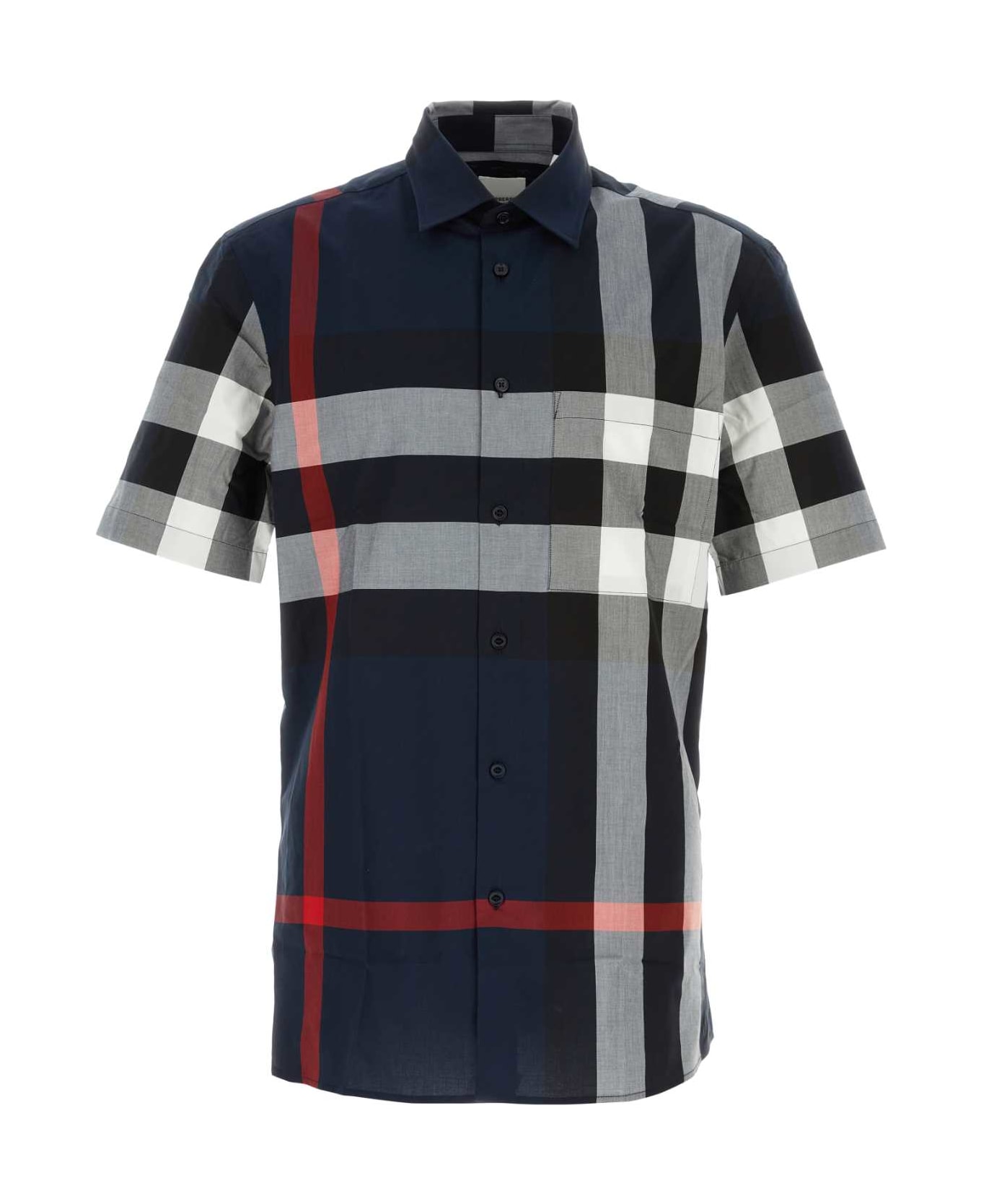 Burberry Embroidered Poplin Shirt - NAVYIPCHECK