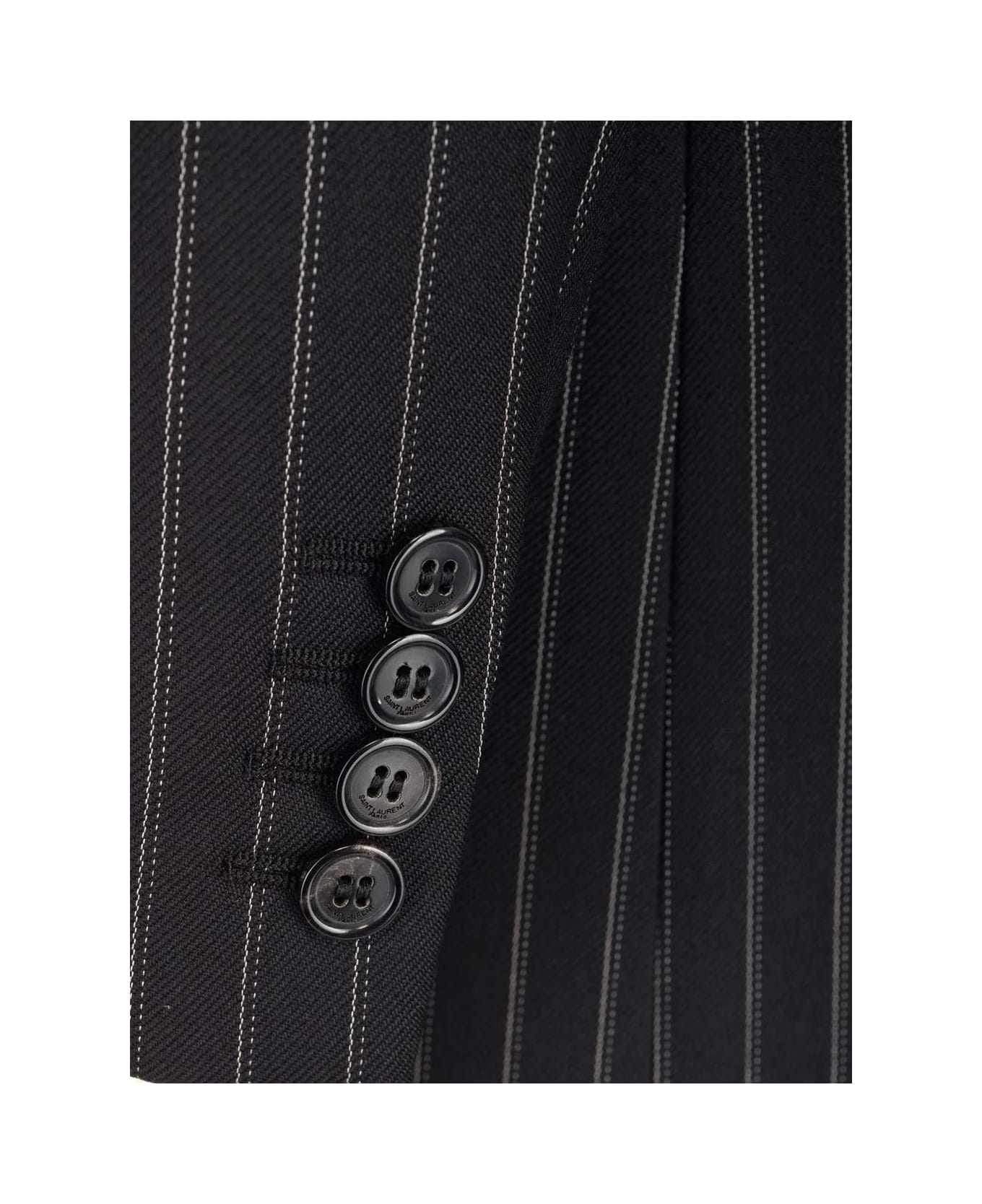 Saint Laurent Pinstripe Tailored Blazer - NOIR CRAIE ブレザー