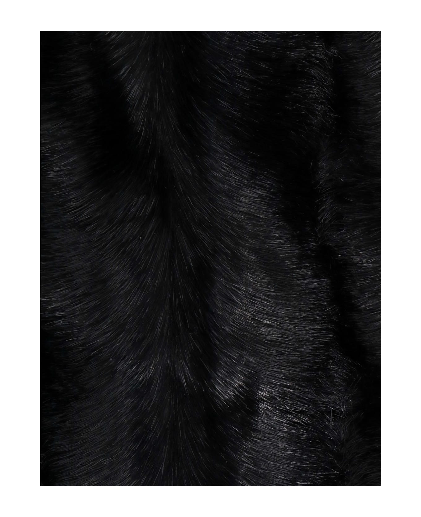Burberry Black Scarf With Faux Fur Hood - Black