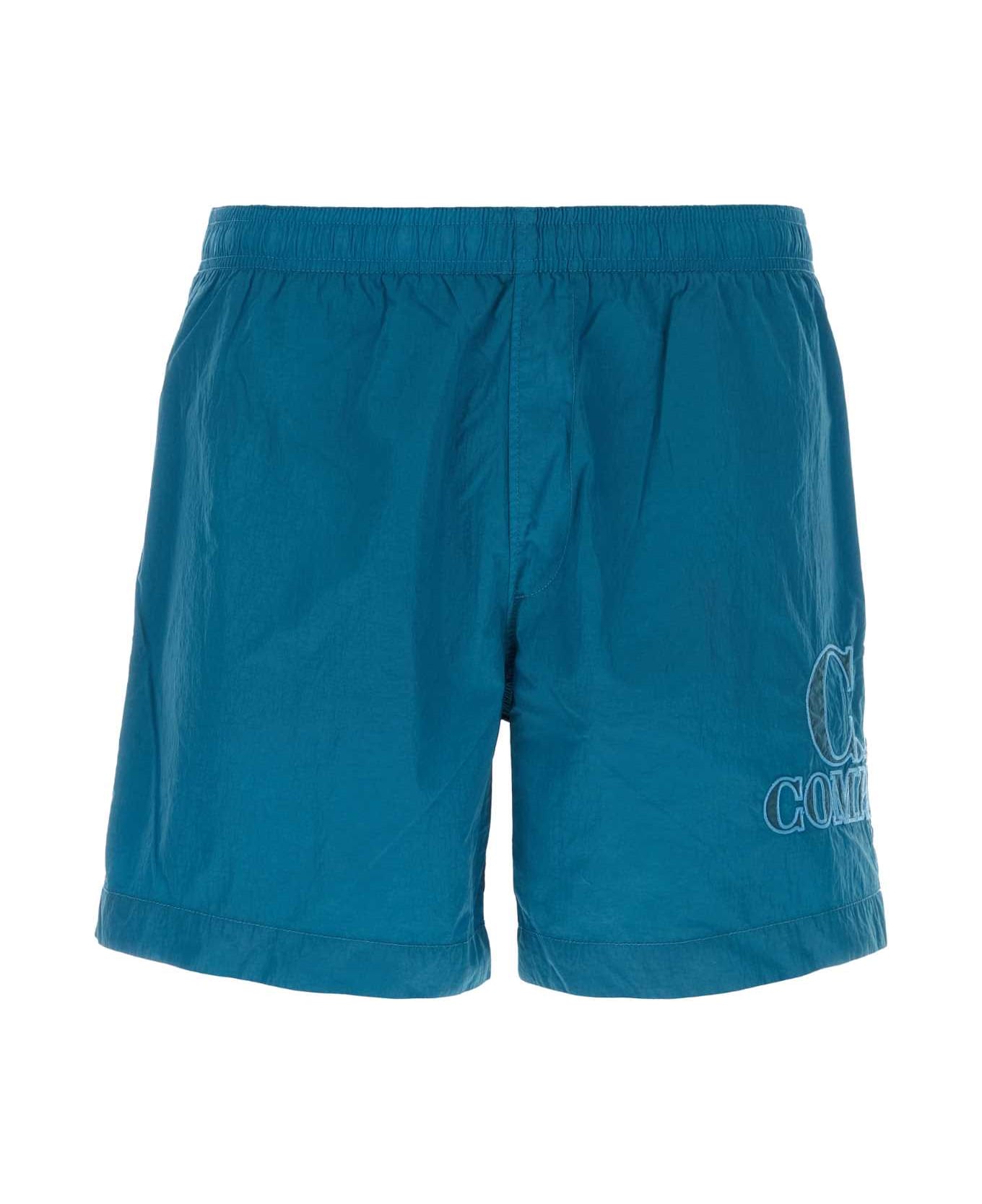 C.P. Company Air Force Blue Nylon Swimming Shorts - INKBLUE