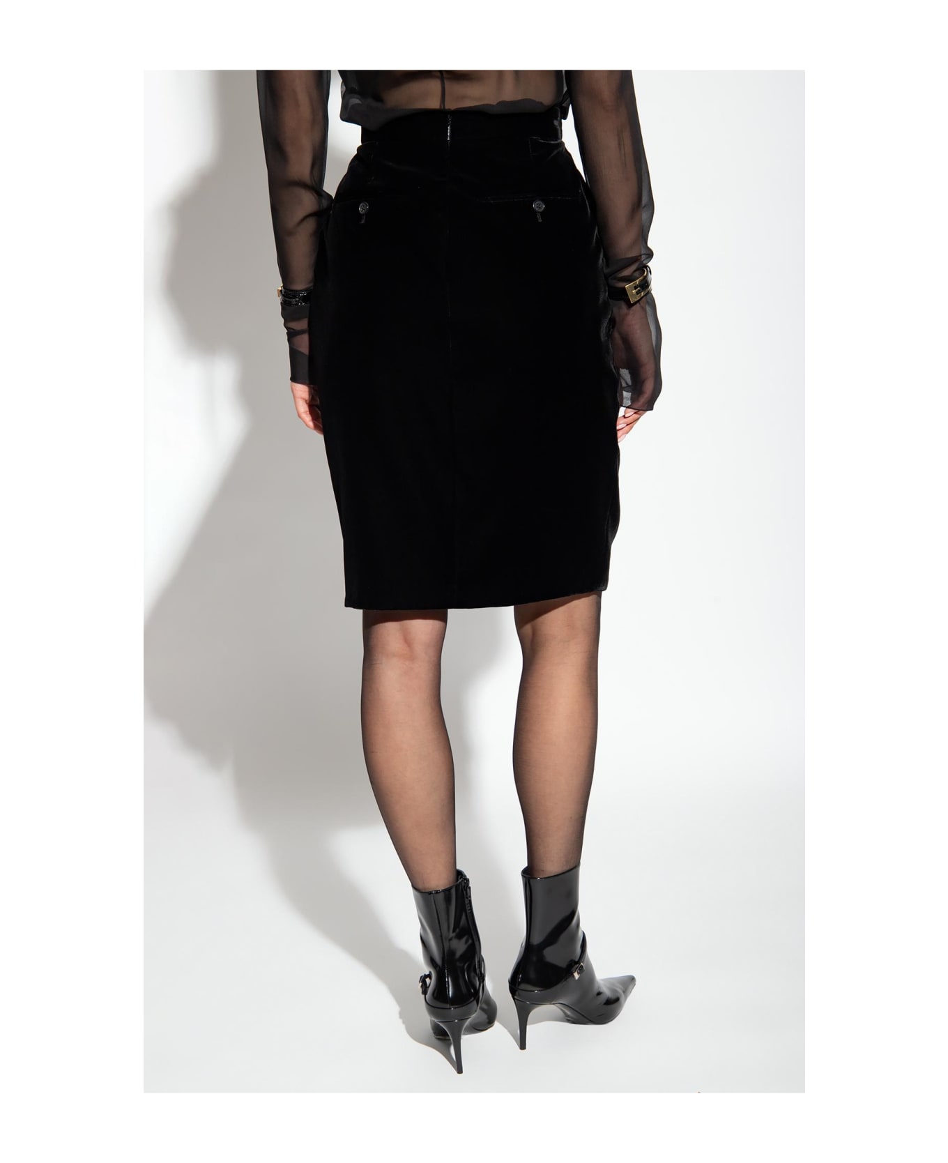 Saint Laurent Velvet Mini Pencil Skirt - Nero スカート