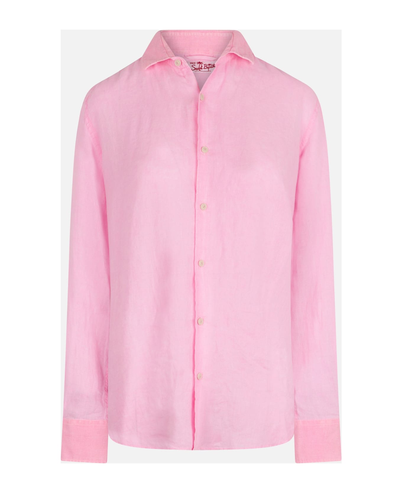 MC2 Saint Barth Man Water Color Fluo Pink Linen Pamplona Shirt - FLUO