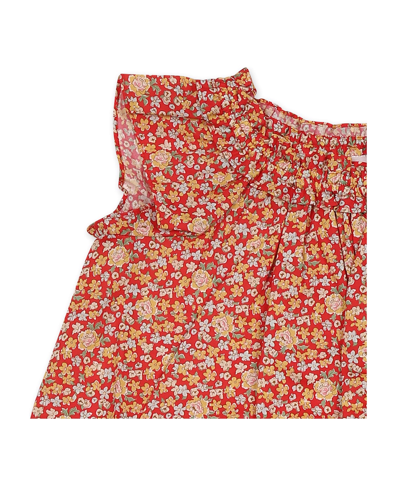 Bonpoint Red Dress For Baby Girl With Floral Print - Red