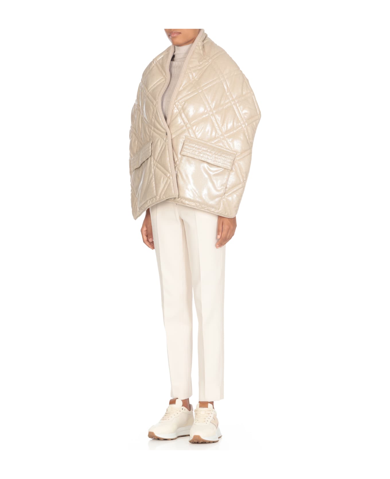 Peserico Reversible Padded And Quilted Cape - Beige