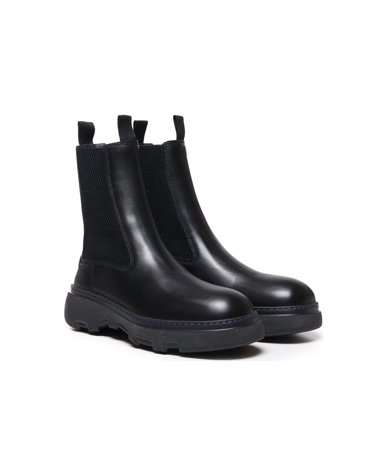 Burberry Leather Creeper Chelsea Boots - Black