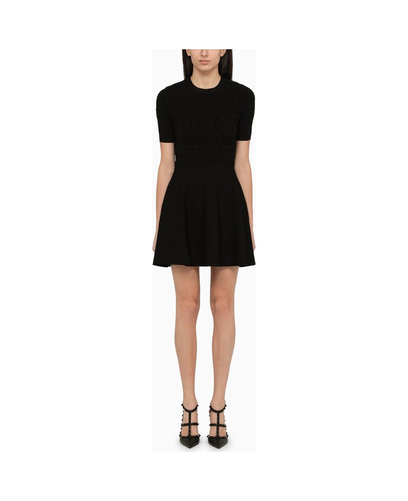 Valentino Black Short Dress With Toile Iconographe Motif - Black